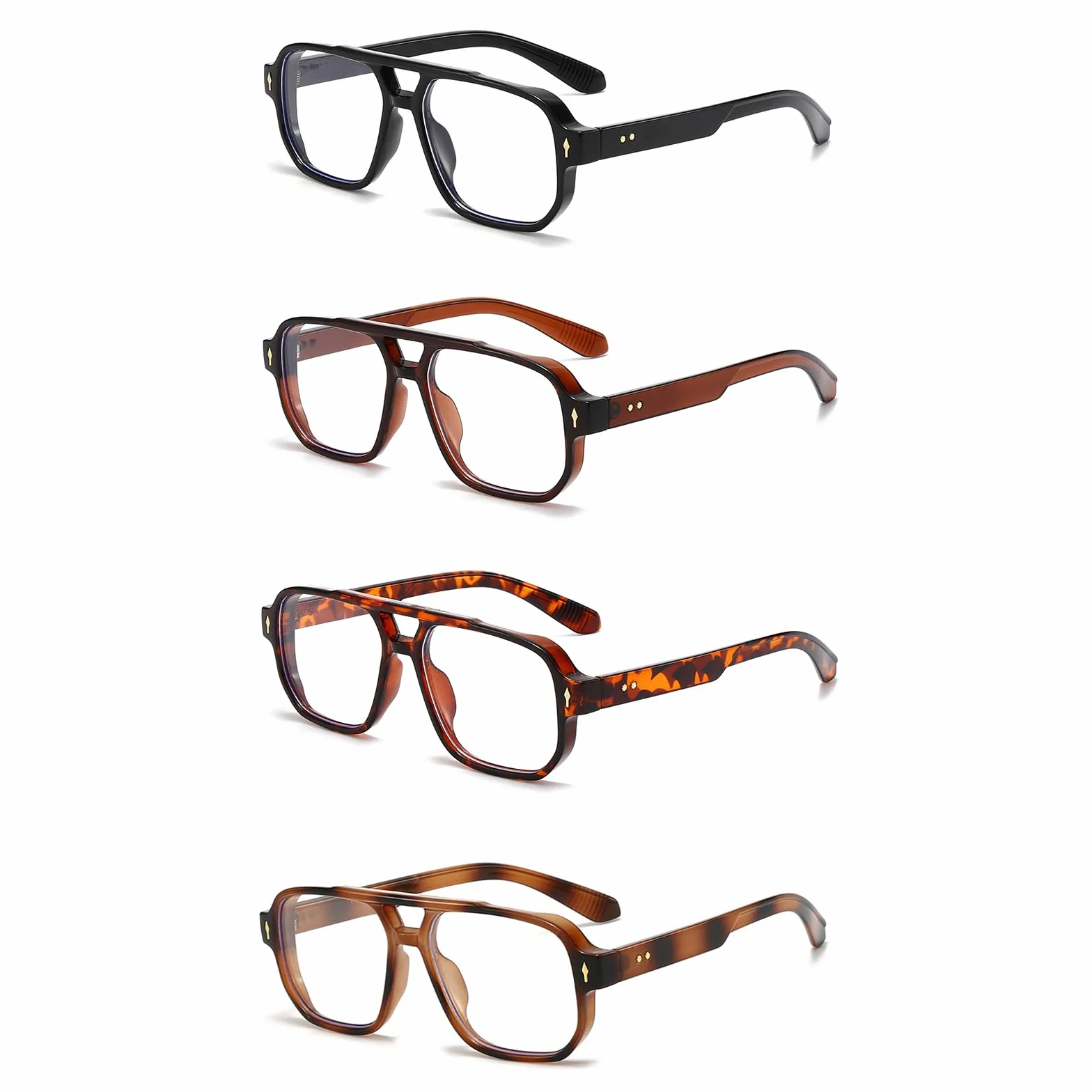 Occhiali Luce Blu Quadrati Donna Uomo Montatura Pilota Retrò Anti Affaticamento per Computer Gioco