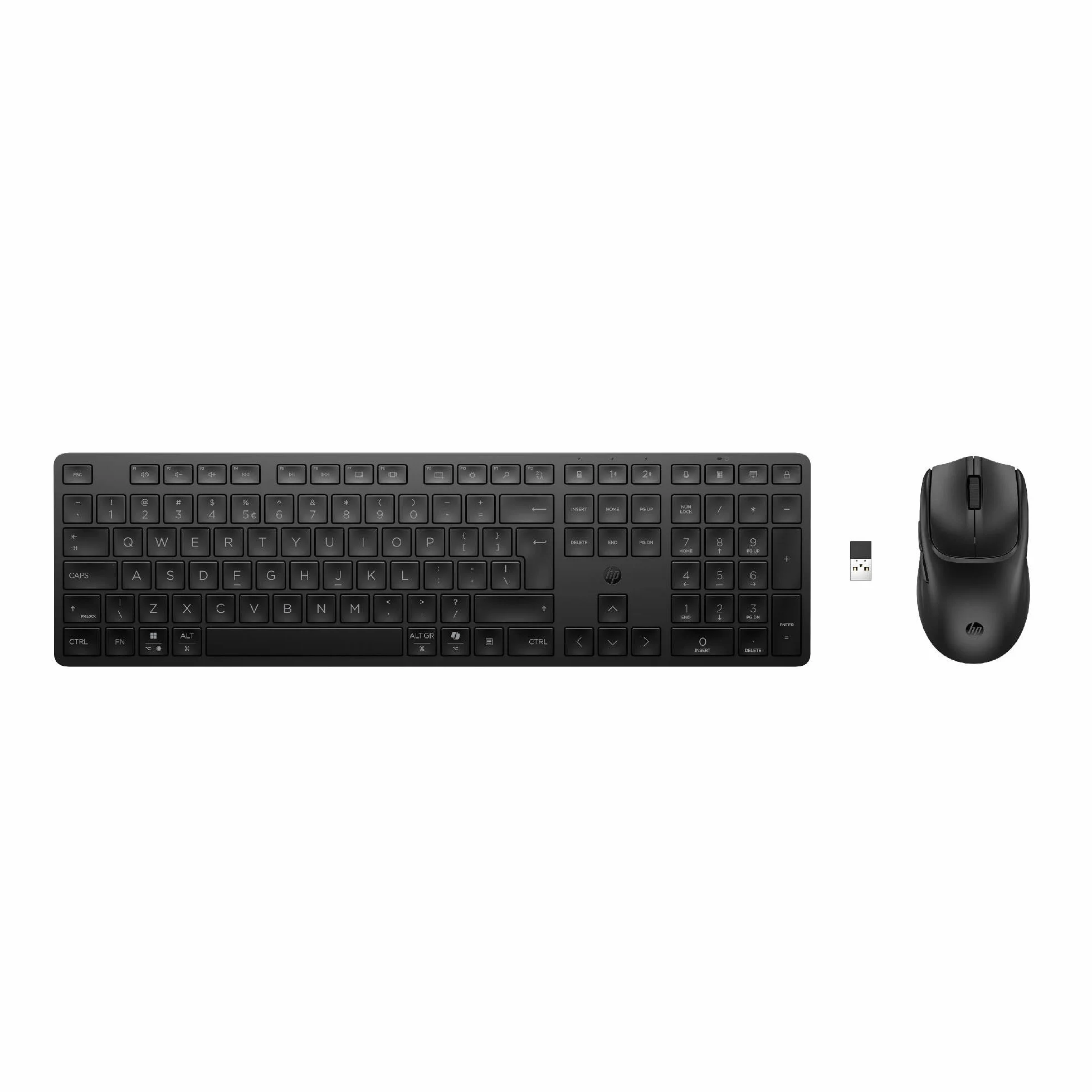 HP 490C Combo Tastiera e Mouse Wireless Multidispositivo (Porta USB-A, Bluetooth, 22 Tasti Programmabili, Ricevitore USB, Tasto Copilot, Batteria a Lunga Durata) QWERTY Italiano, Nero