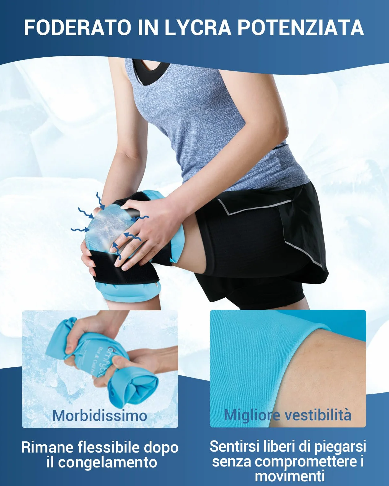 Comfytemp Tasca di Ghiaccio Ginocchio Riutilizzabile, Terapia Caldo e Freddo per Chirurgia Sostituzione del Ginocchio