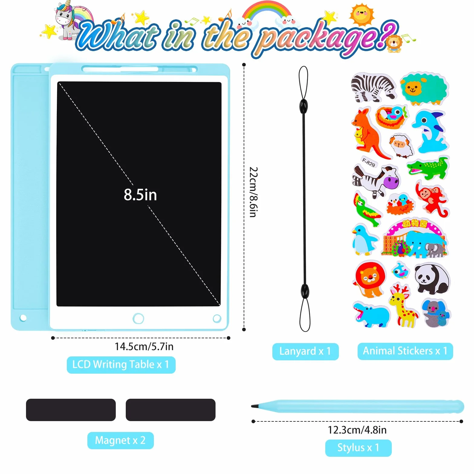 Tavoletta Grafica LCD 8.5 Pollici per Bambini con Pulsante Elimina e Blocco, Blu