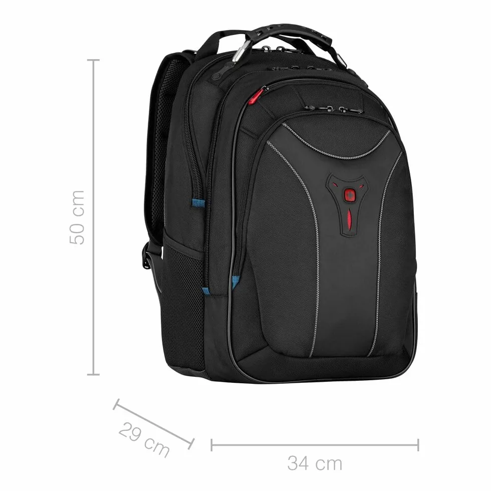 WENGER Zaino Porta PC Carbon, Notebook 17”, Scomparti, 30 l, Uomo Donna, Ufficio Viaggi di Lavoro Università, Nero, 600637