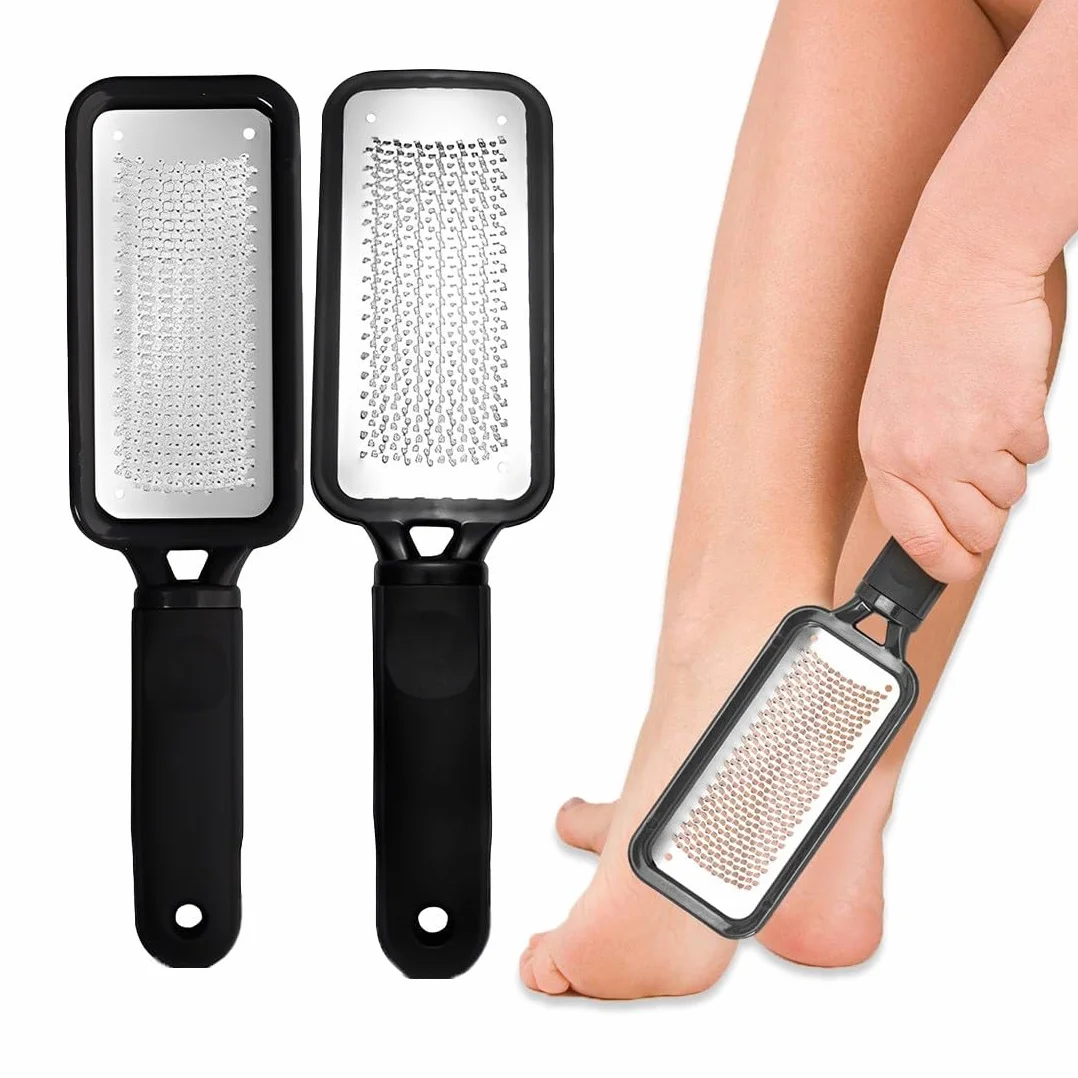 Raspa Piedi Professionale Lima Piedi a Doppia Faccia Calli Remover Pedicure Nero