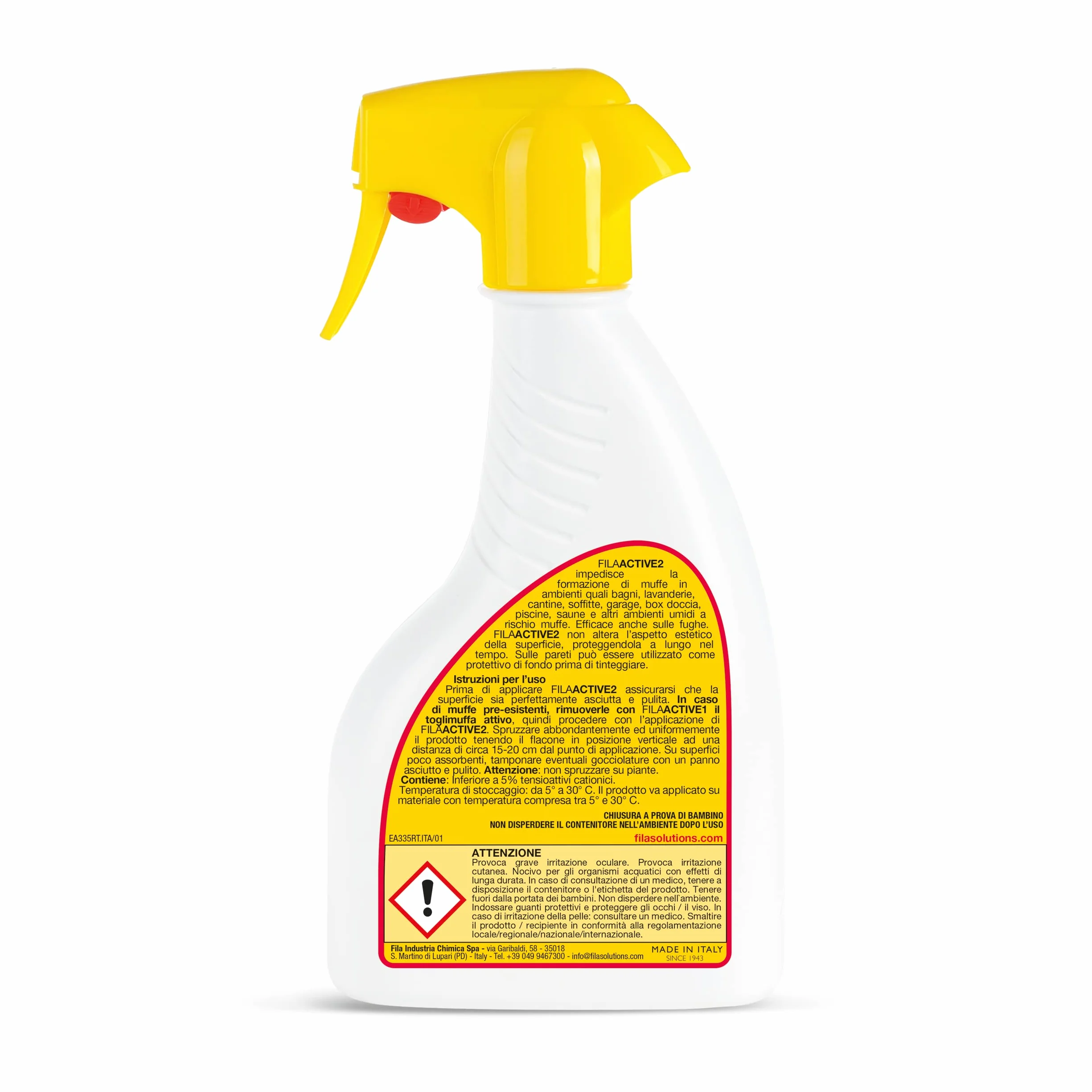 FILA ACTIVE2 Protettivo Anti Muffa Spray Trasparente 500ml per Muri Interni