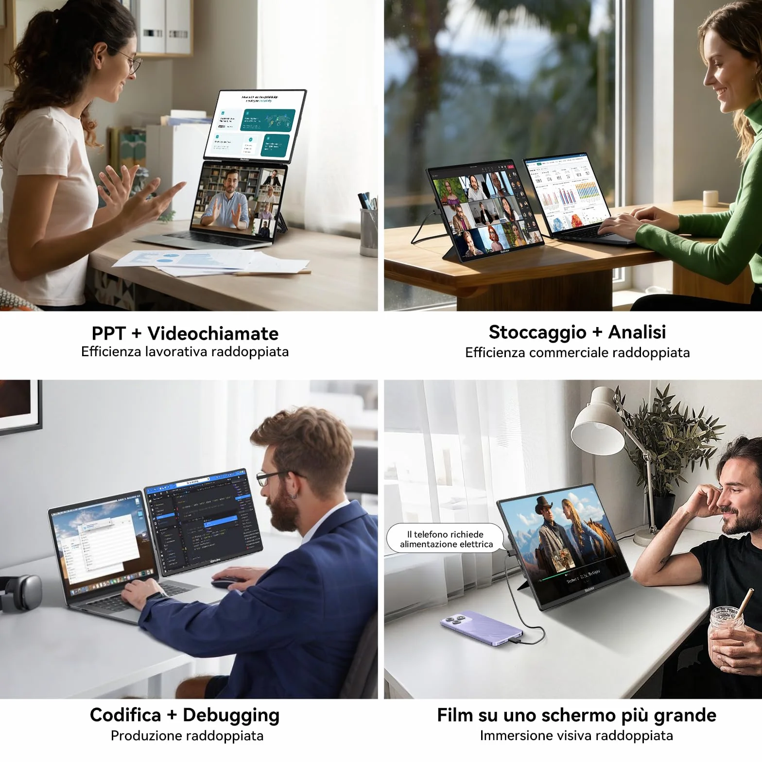 Blackview Monitor Portatile Ultra-Sottile 16.1 Pollici FHD 1200P, Supporto Magnetico Rotante 360°, Schermo Esterno Laptop per Viaggio & Ufficio, Plug & Play-Compatibile con Windows/Mac/PC/PS5