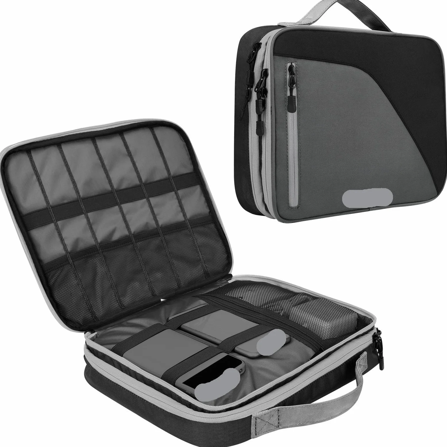 Borsa Organizer Cavi Borsa organizer for cavi elettronici a doppio strato da 11,6 pollici, custodia portatile for dischi rigidi, cavi, caricabatteria(Black)