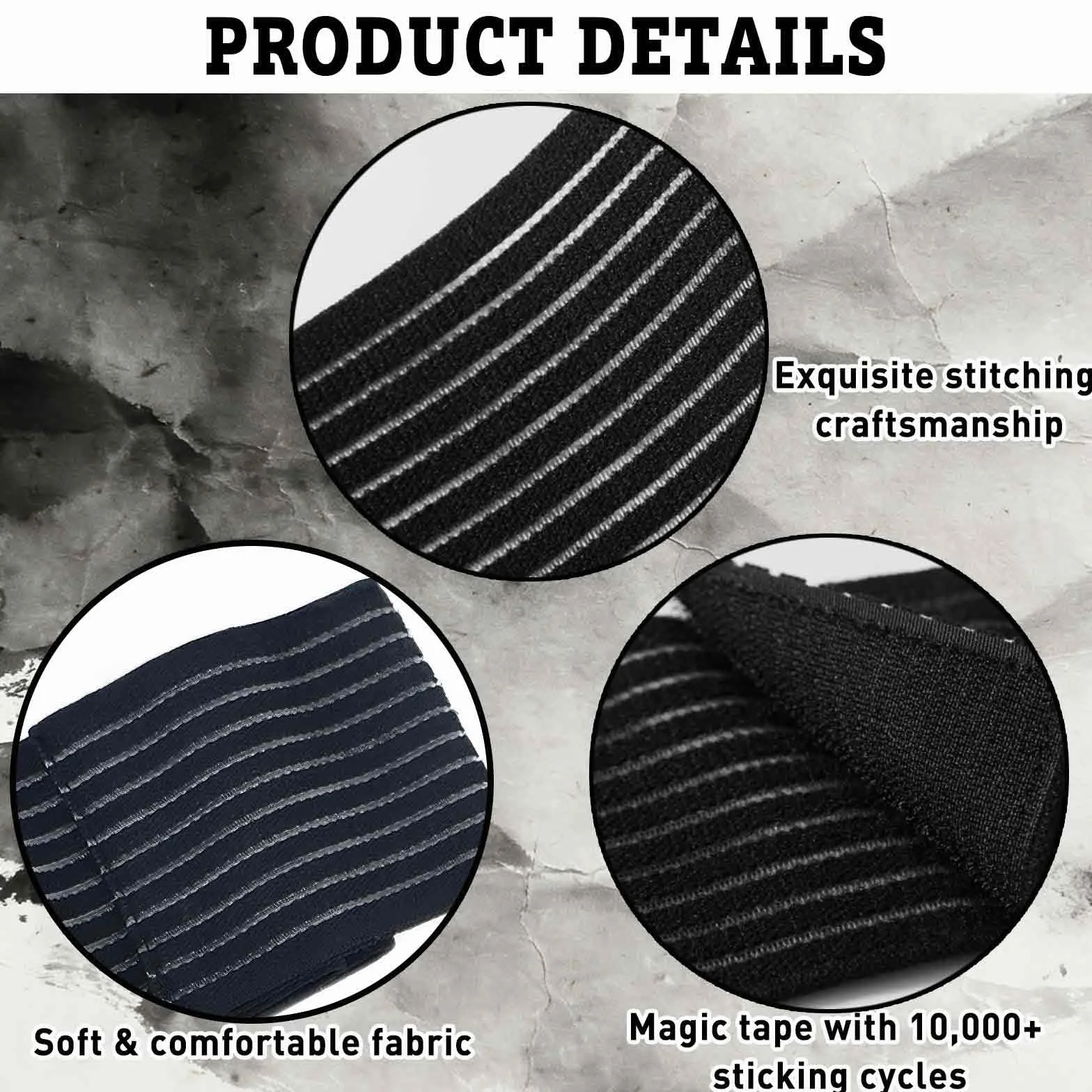 Fascia Elastica Coscia 200CM in Nylon – Benda Compressiva Sportiva con Chiusura a Strappo, Regolabile, Traspirante, Nero (2 Pezzi)