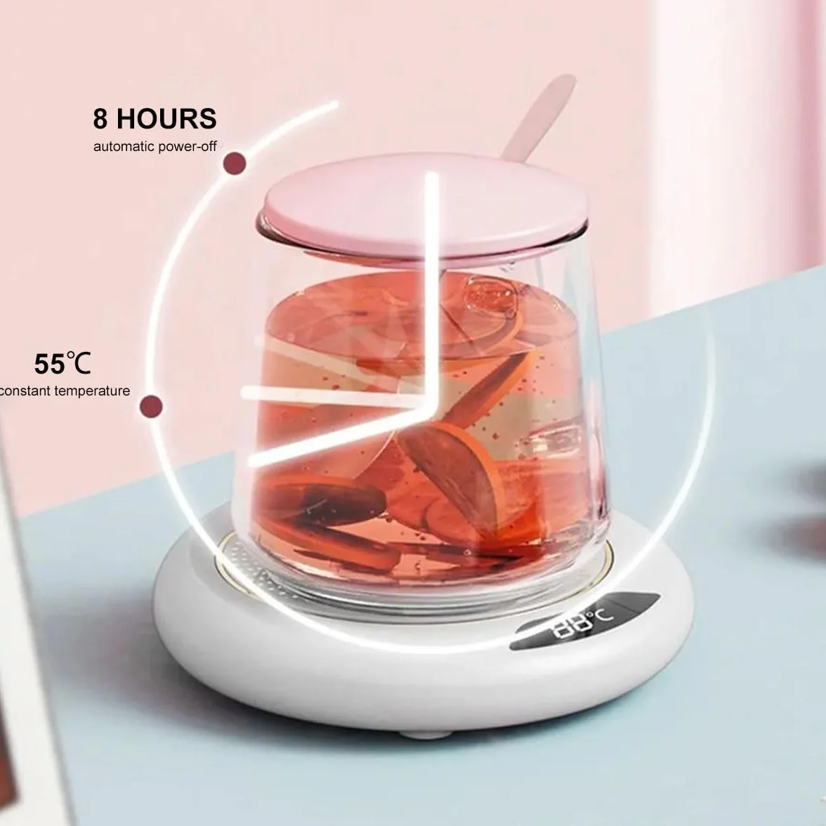 Scalda Tazza Usb con 3 Impostazioni di Temperatura, Scaldatazze da Caffè, Scalda Bevande Scalda Latte, Scalda Caffè, Scalda Tazza Intelligente, Sottobicchiere Elettrico per Caffè, Tè e Latte (Bianco)