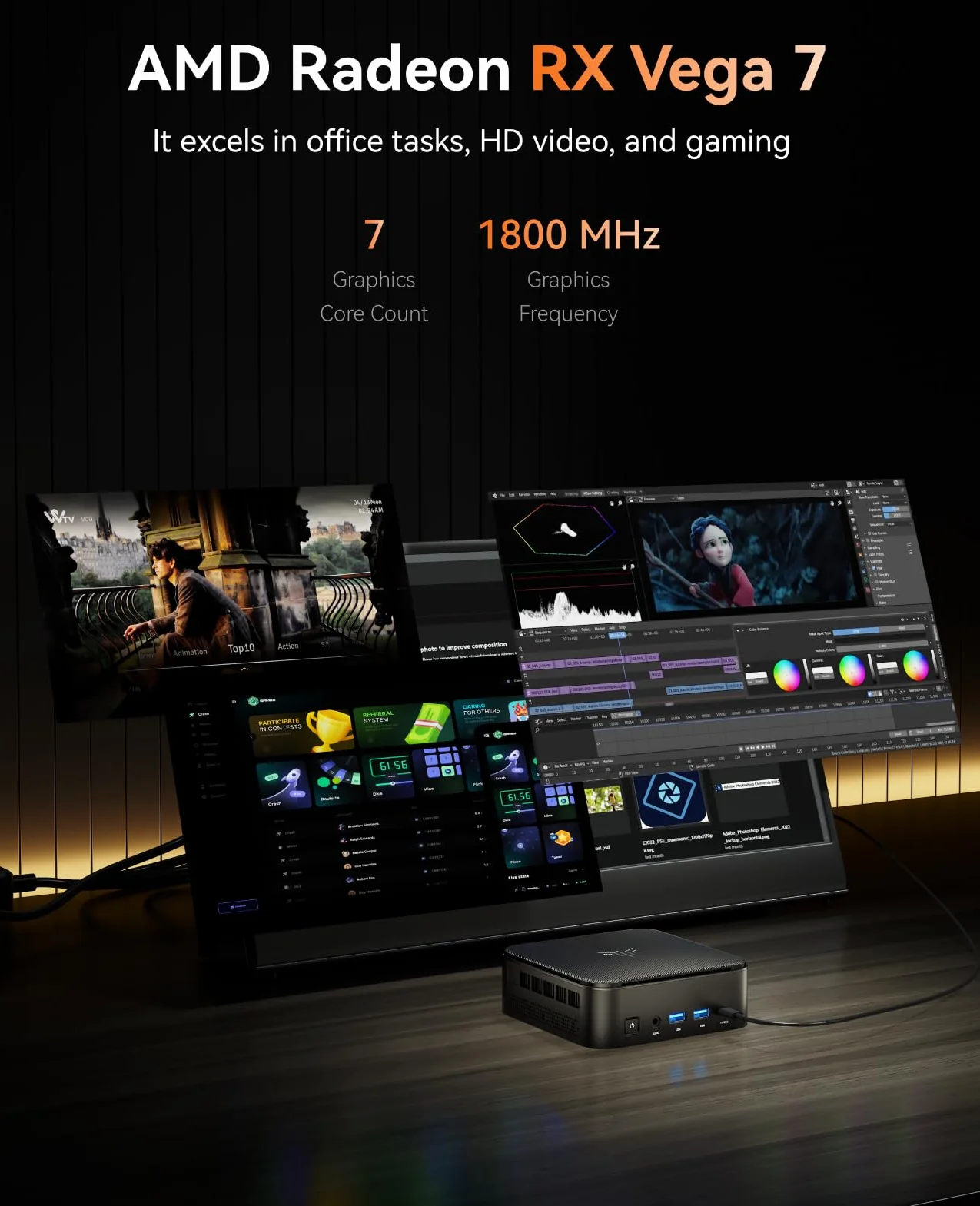 NiPoGi E3B AMD Ryzen 5 7430U 16GB LPDDR4X 512GB SSD Mini Desktop Computer Radeon RX Vega 7 4K Triplo Display DP HDMI Type C WiFi 6 BT5.2 Micro Gaming PC