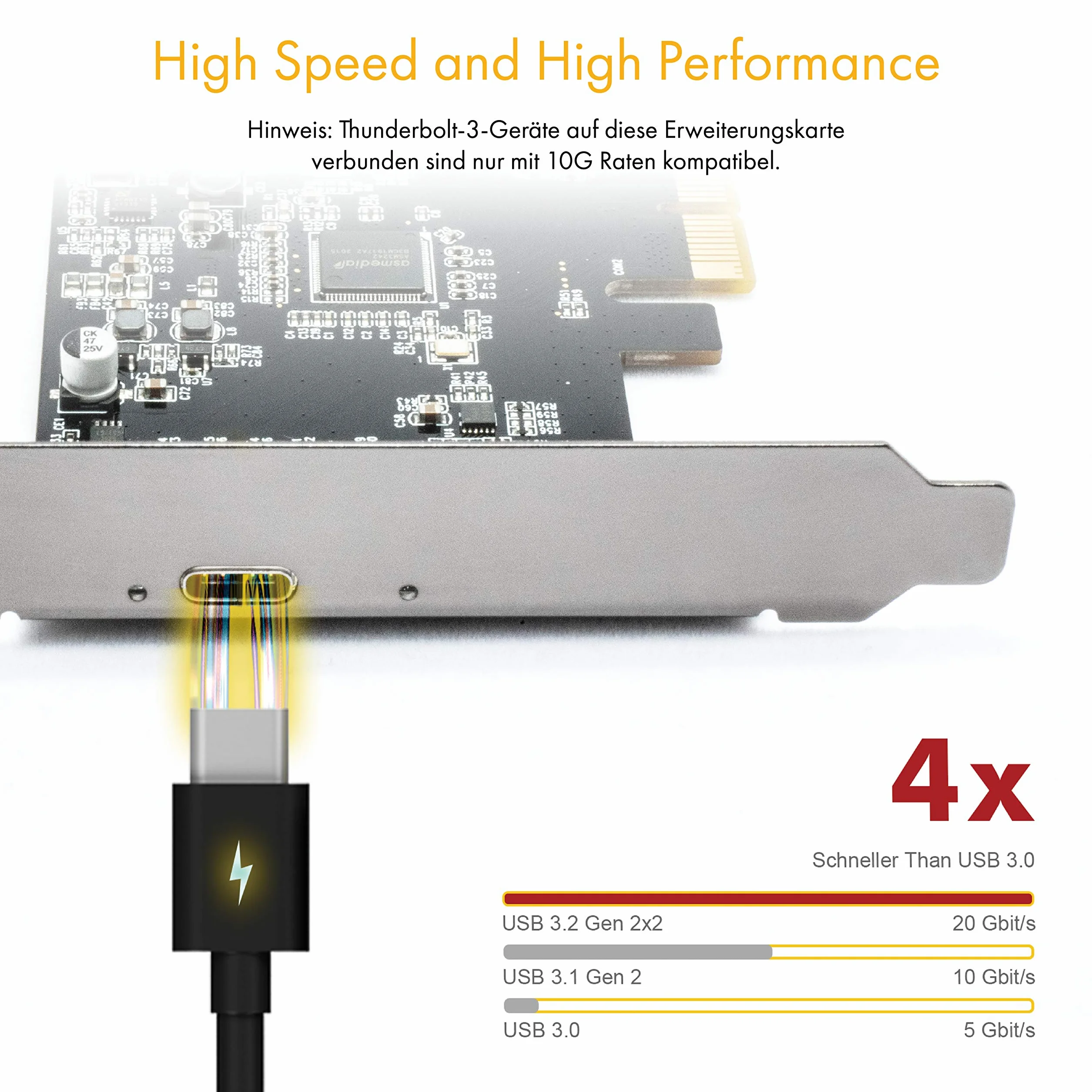 ICY BOX Scheda USB 3.2 con Porta USB 3.2 Gen 2x2 (20 Gbit/s), USB-C, Installabile in Slot PCIe, IB-PCI1901-C32