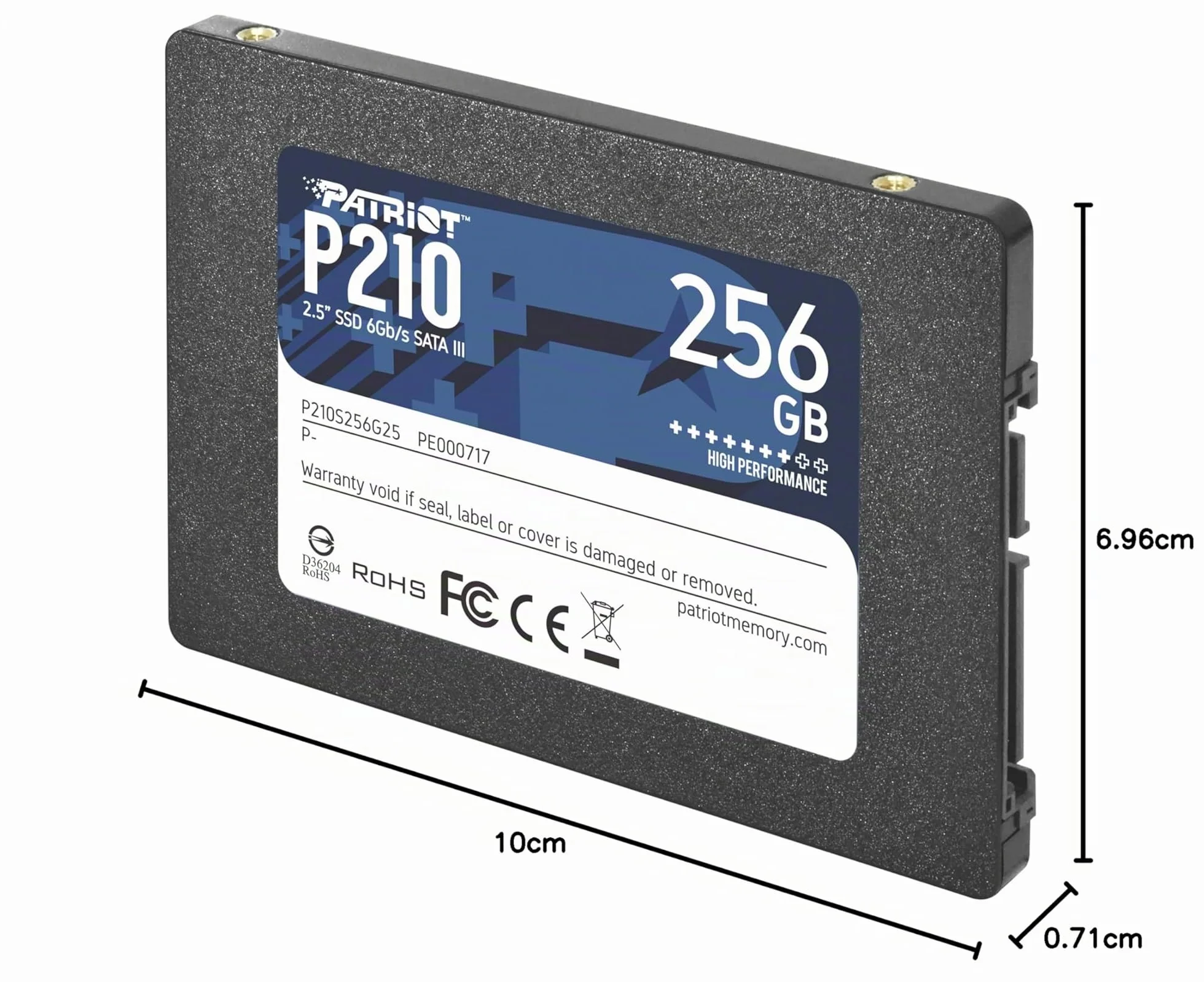 SSD Unità a Stato Solido SATA 3 6 Gbps 2.5" Interno Patriot P210 256GB