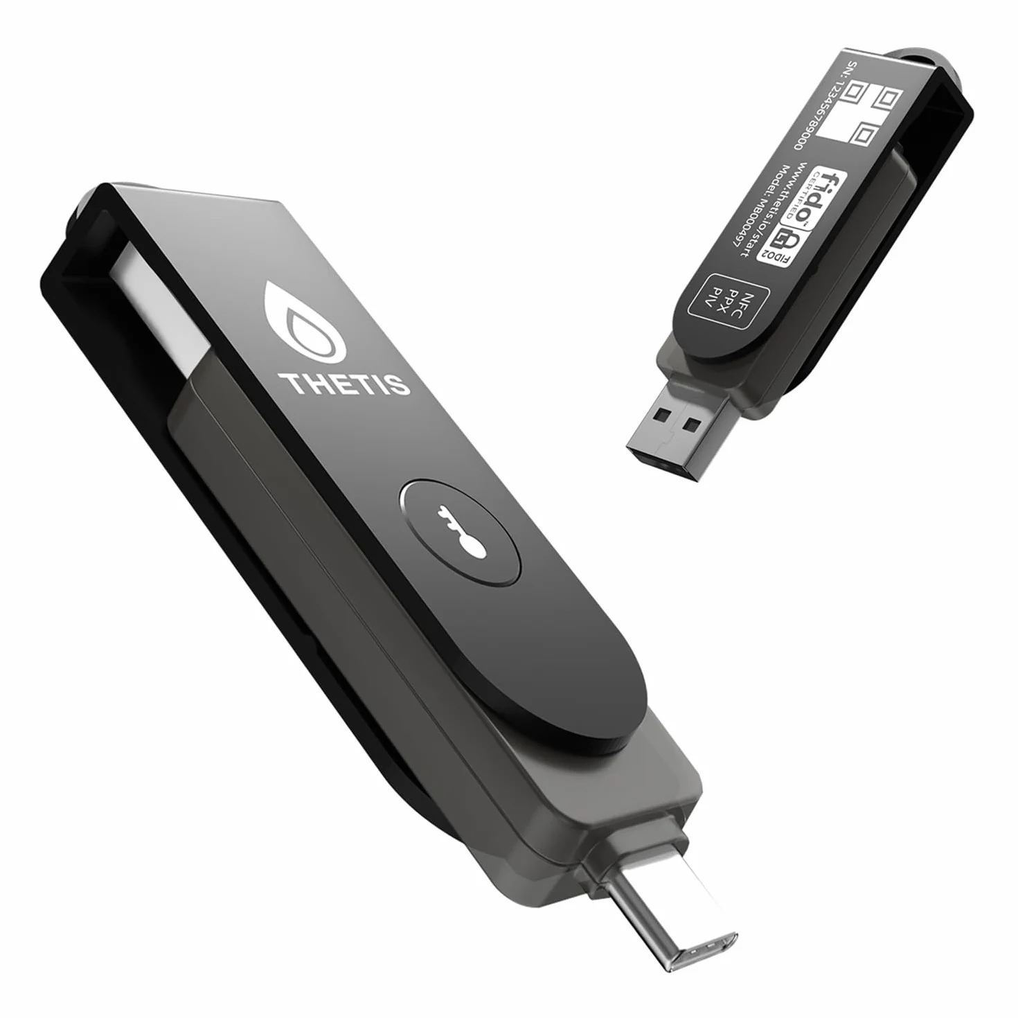 Thetis Pro FIDO2 Security Key Passkey dispositivo con PinPlex, Dual USB C & USB A & NFC, certificato PIV, app di autenticazione TOTP/HOTP, autenticazione a due fattori MFA, funziona con Window/MacOS