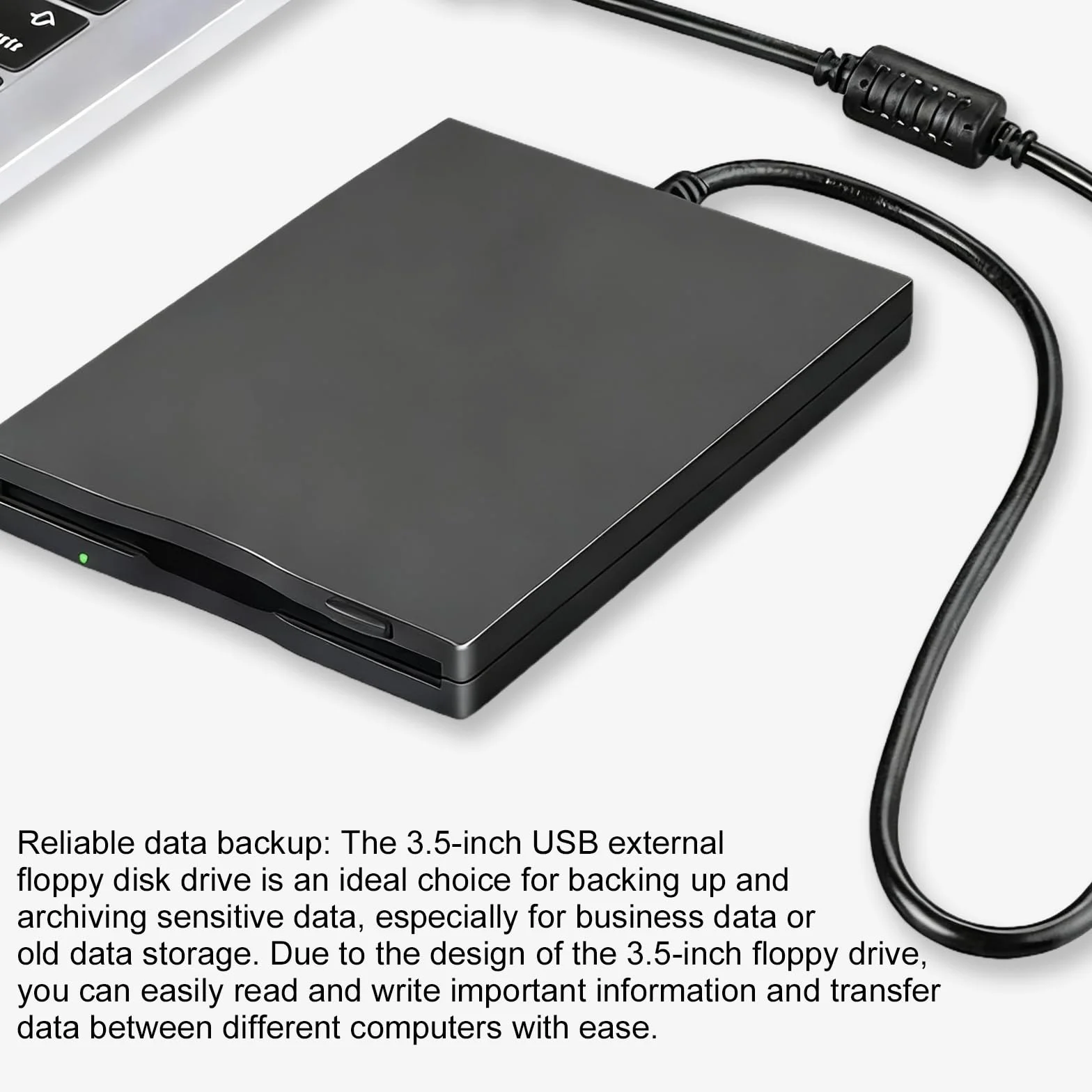 Leikurvo Unità floppy esterna USB portatile FDD 1,44 MB 3,5 pollici, Slimline Floppy Disk Drive esterno lettore di schede per computer esterno rimovibile compatibile con PC e MAC, Plug and Play, nero