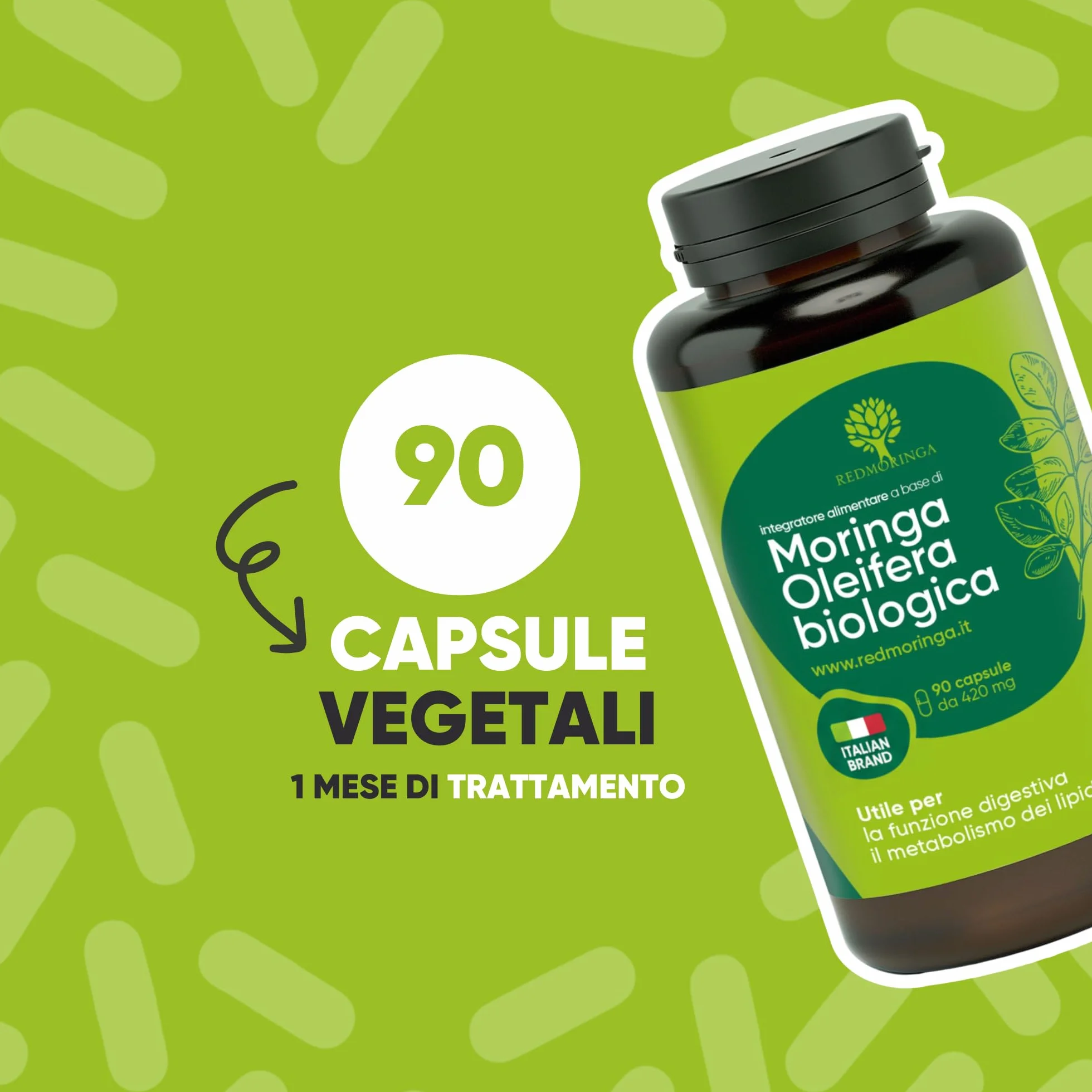 Integratore Moringa Oleifera Biologica 100% Naturale Capsule Vegetali 90 Capsule Made in Italy