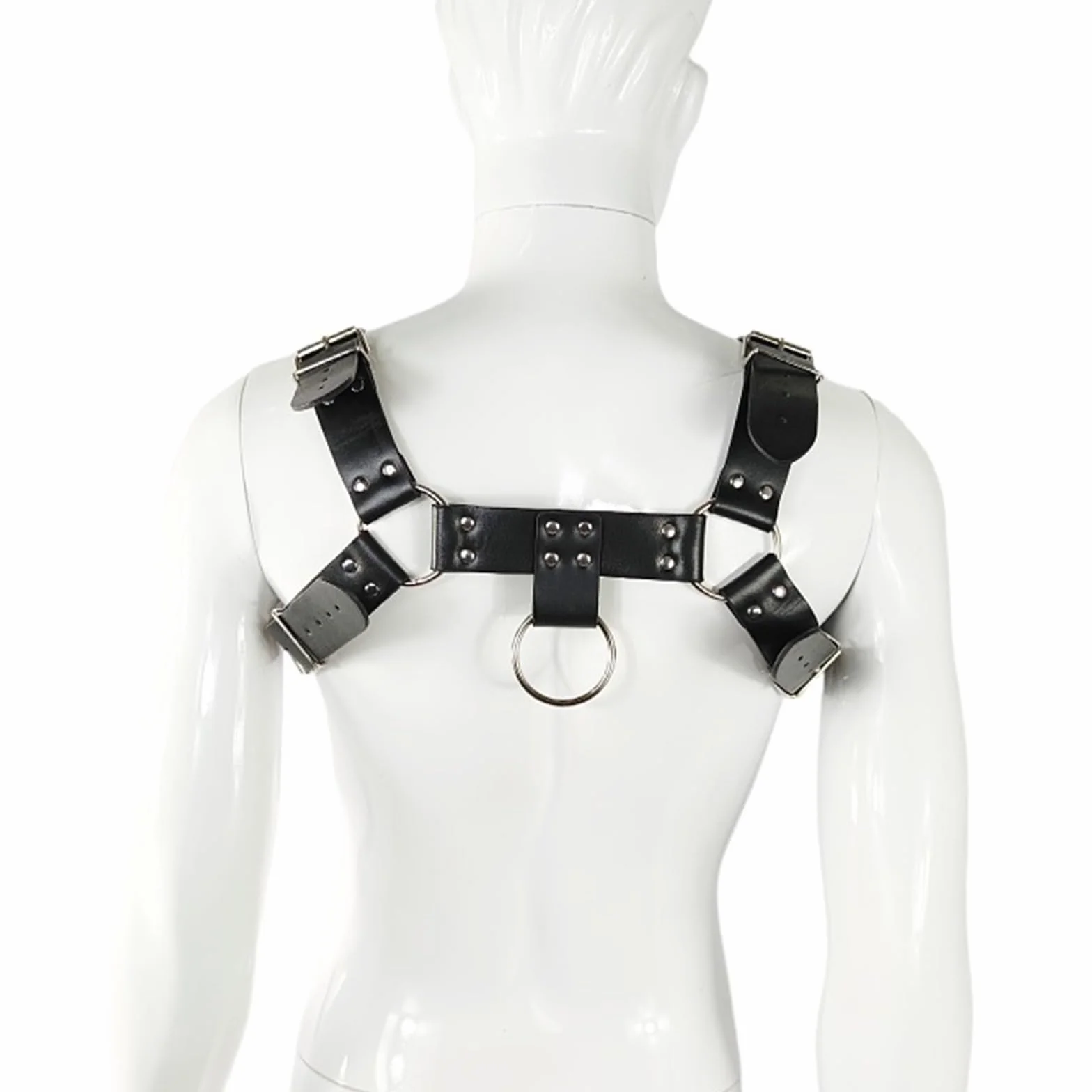 Imbracatura per Petto da Uomo in Pelle Nera Sexy Cinturino Regolabile Cuoio Corpo Pettorale Punk Gotico Fetish Cosplay