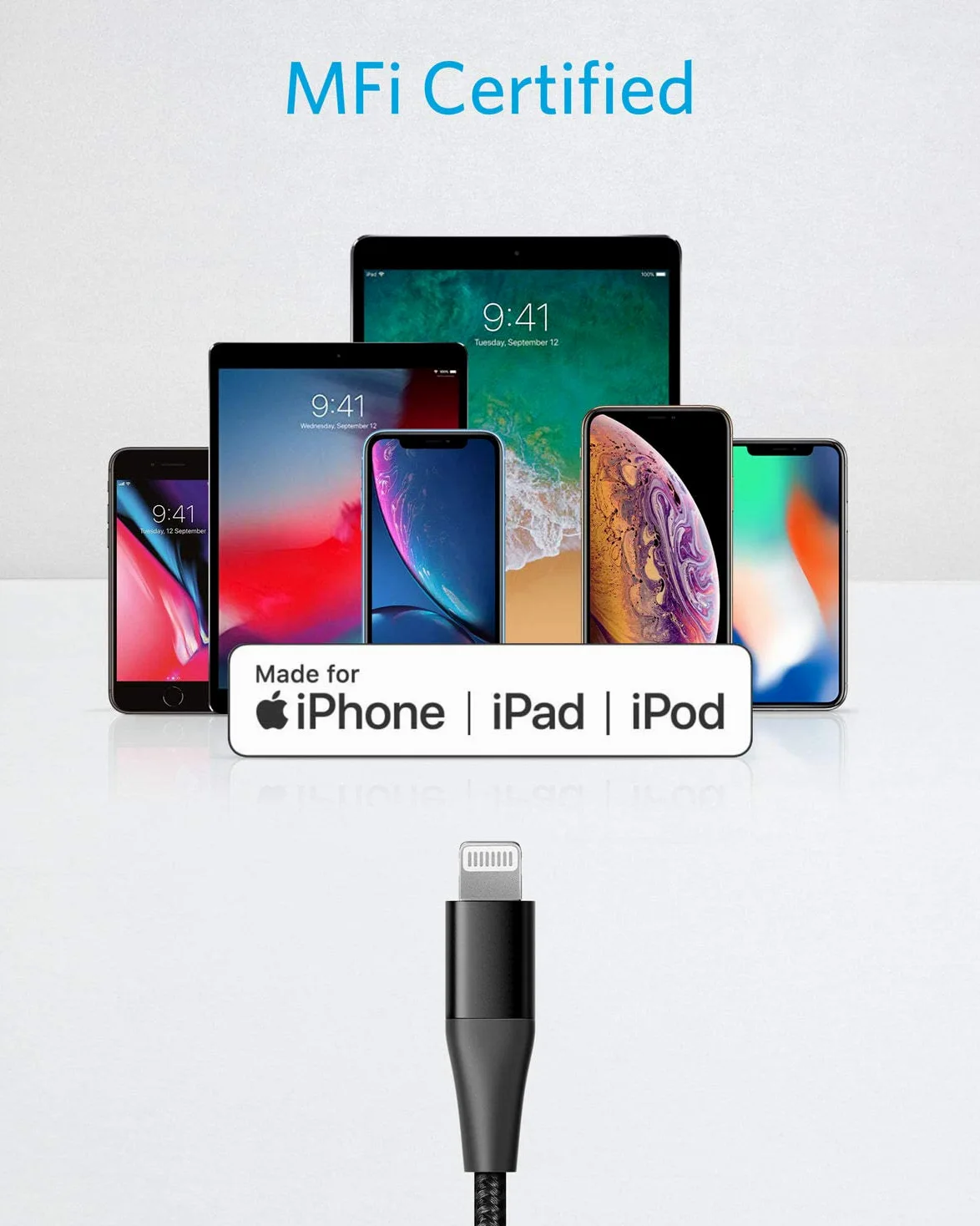 Anker PowerLine+ II USB-C & Lightning Cable MFi Certified USB PD Compatible iPhone 14/13/12/SE Compatible (0.9m Black)