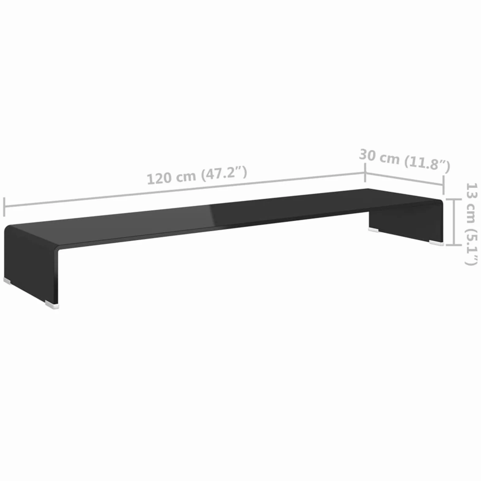 Homgoday Supporto per Monitor, Supporto TV/Rialzo Monitor in Vetro Nero 120x30x13 cm, Mobile Porta TV, Organizer da Scrivania per Ufficio e Casa, Supporto TV per Computer,Laptop PC iMac