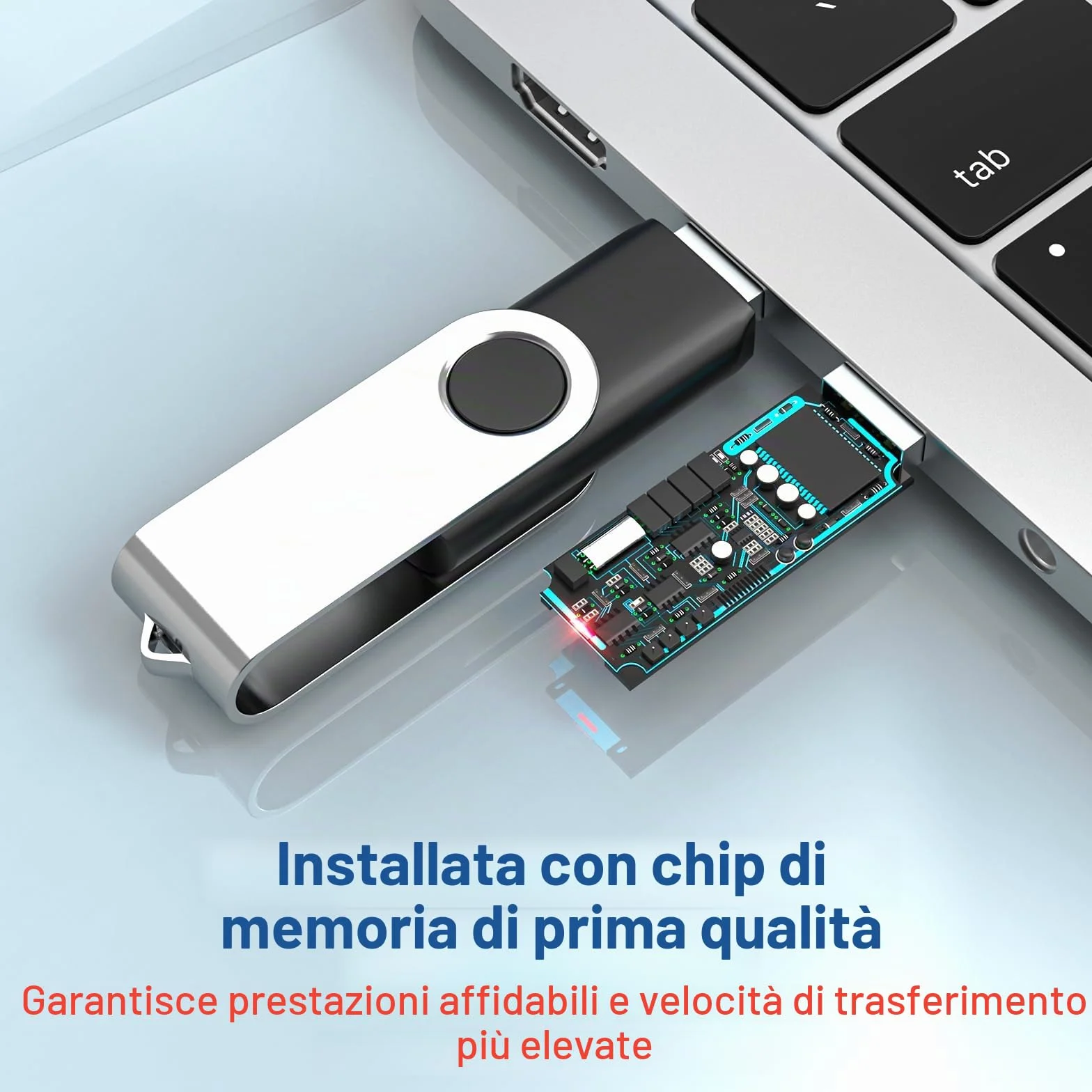 WOOOLKEN Chiavetta USB 8GB 10 Pezzi USB 2.0 Pen Drive Girevole Nero