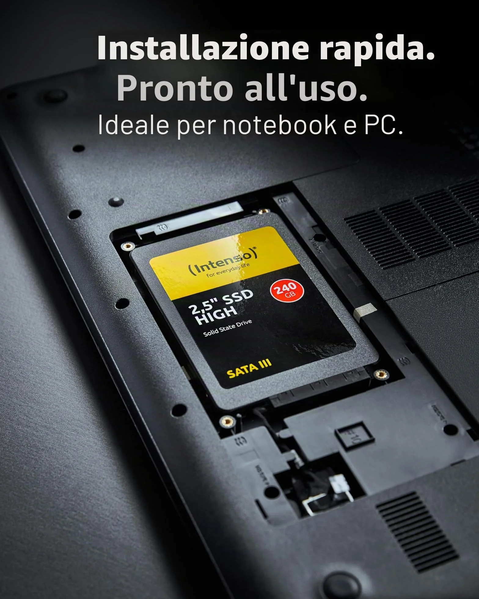 Intenso 2.5" SSD Interno SATA III High Performance, 480 GB, Nero