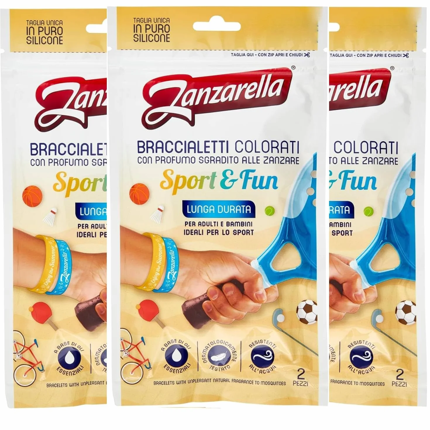 Braccialetti Antizanzare Zanzarella Silicone Atossico Oli Essenziali 3 Unità