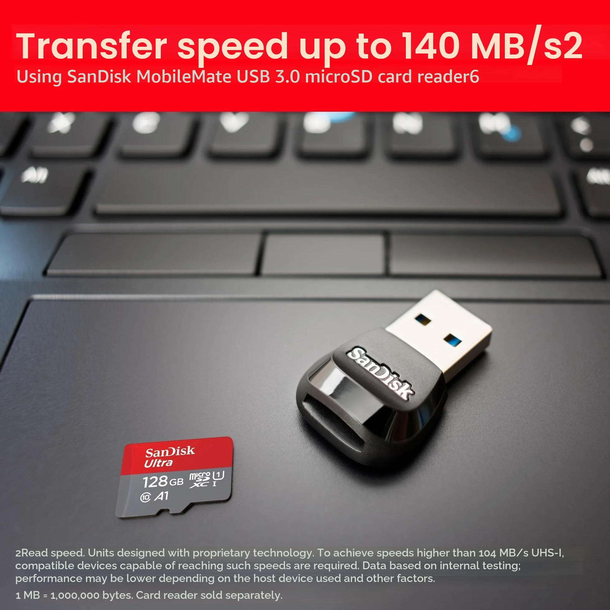 SanDisk 128GB Ultra scheda microSDXC + adattatore SD 140 MB/s A1 UHS-I Class 10 U1