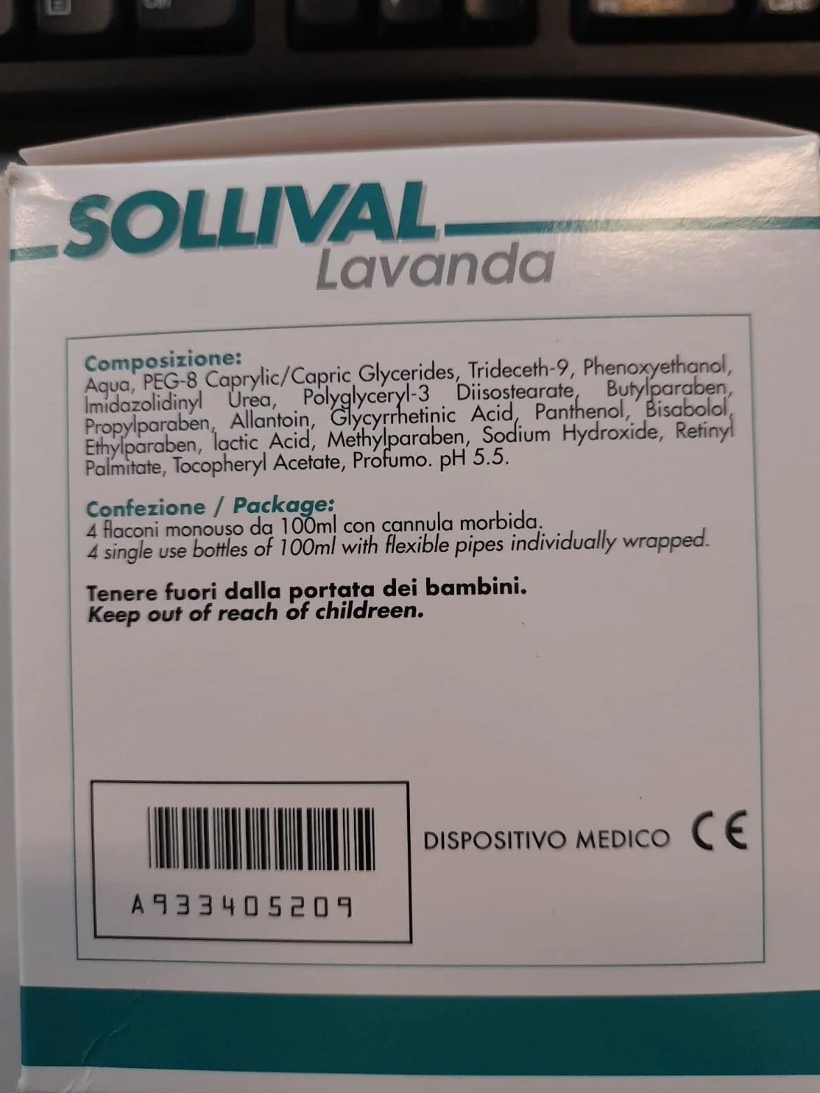 SOLLIVAL LAVANDA Soluzione Vaginale Calmante e Rigenerante 4x100ml Dispositivo Medico