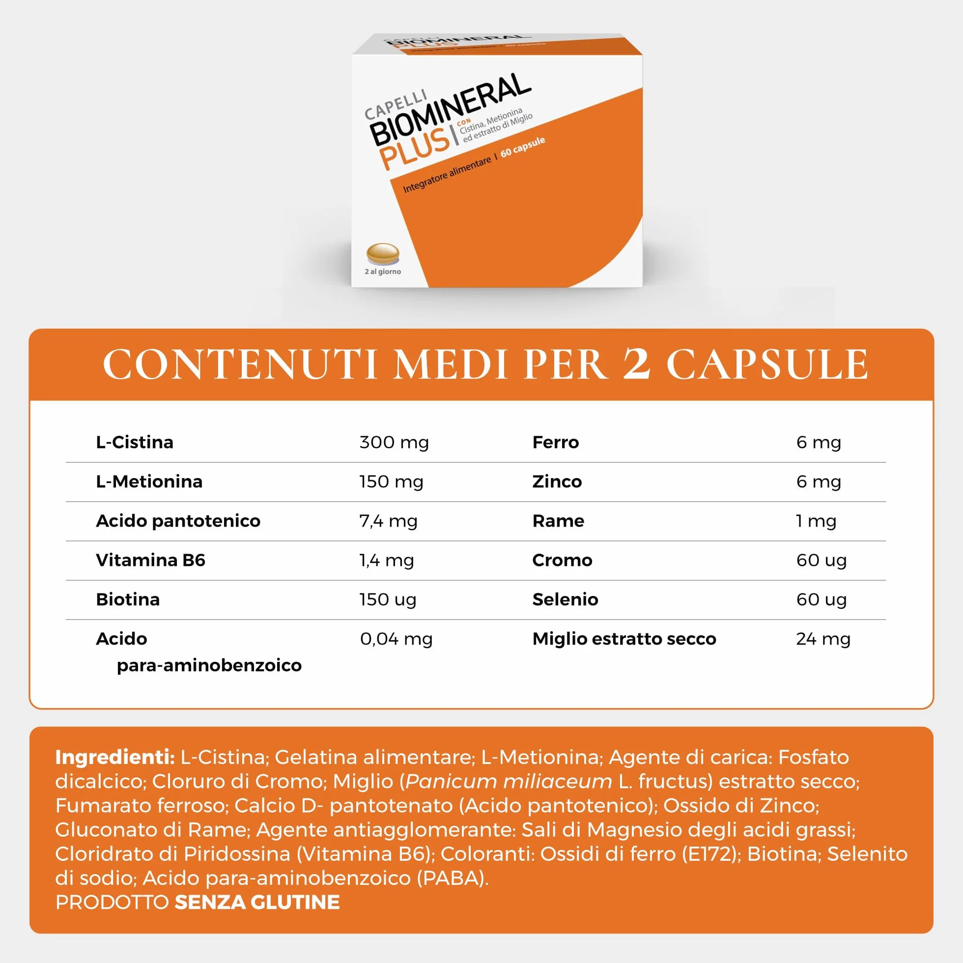 Biomineral Plus Capelli 60 Compresse Integratore Capelli con Cistina Metionina Biotina