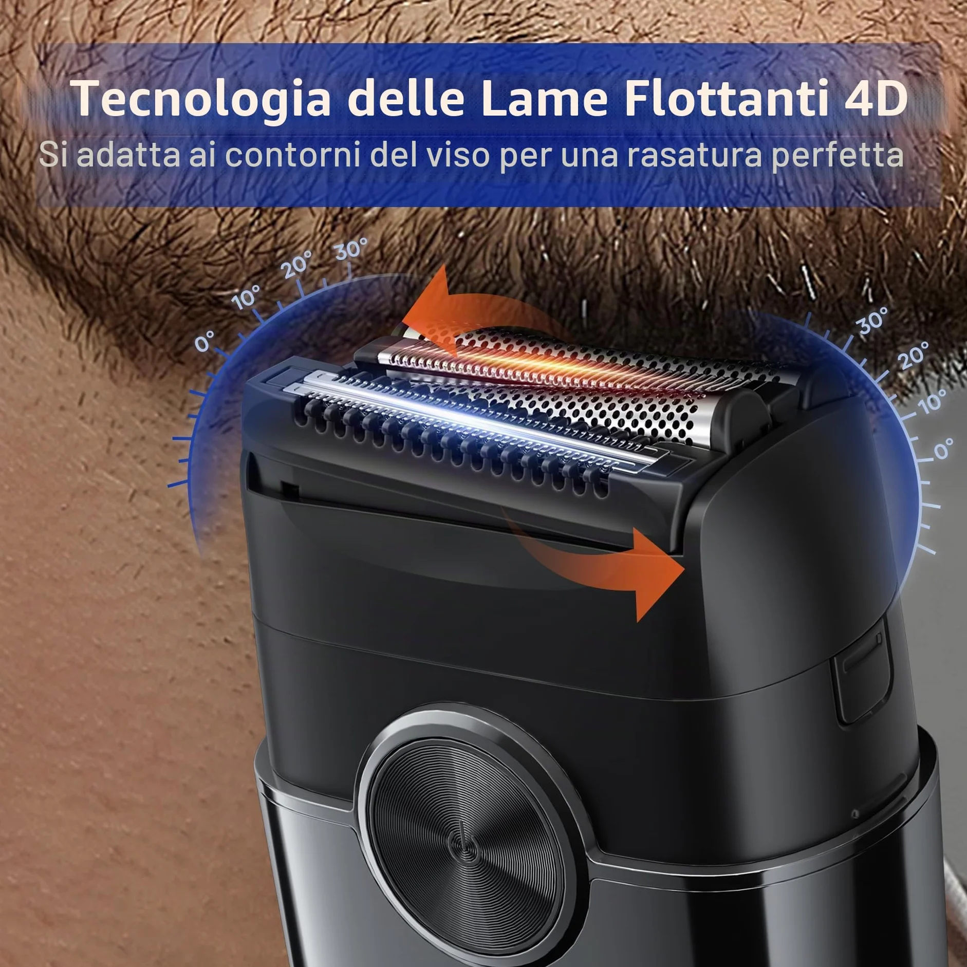 Rasoio Elettrico Barba Wet&Dry Uomo 4D 120 Min Utilizzo Senza Fili Impermeabile Portatile