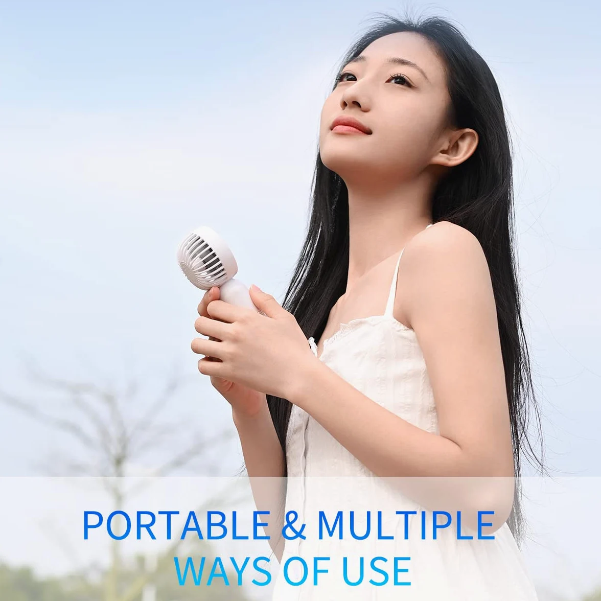 JODNO Mini ventilatore portatile, grazioso ventilatore portatile a batteria, leggero, piccolo ventilatore personale (nero, 2 pezzi, bianco, rosa, blu, viola)