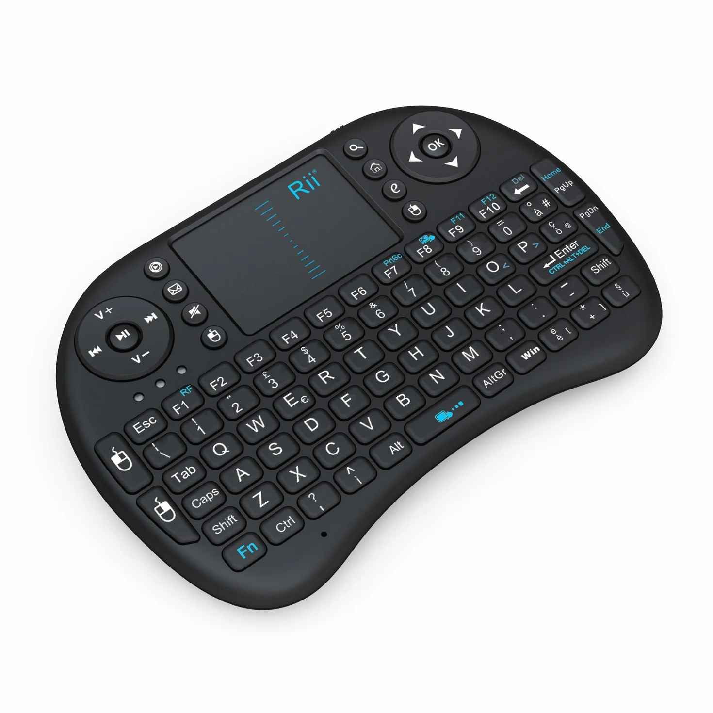 Rii Mini i8 - Tastiera Wireless Ergonomica con Mouse Touchpad per Smart TV, PC, HTPC, Console, Computer (Layout Italiano)