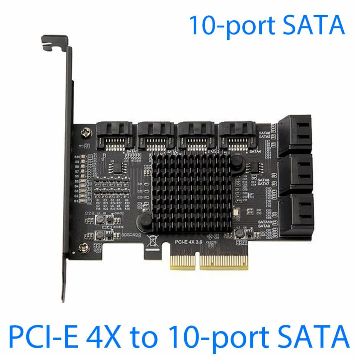 Housoutil Scheda Wifi Scheda di Espansione Pci-e X4 10 Porte Sata3.0 per PC Stabile e Veloce per Workstation e Computer Desktop