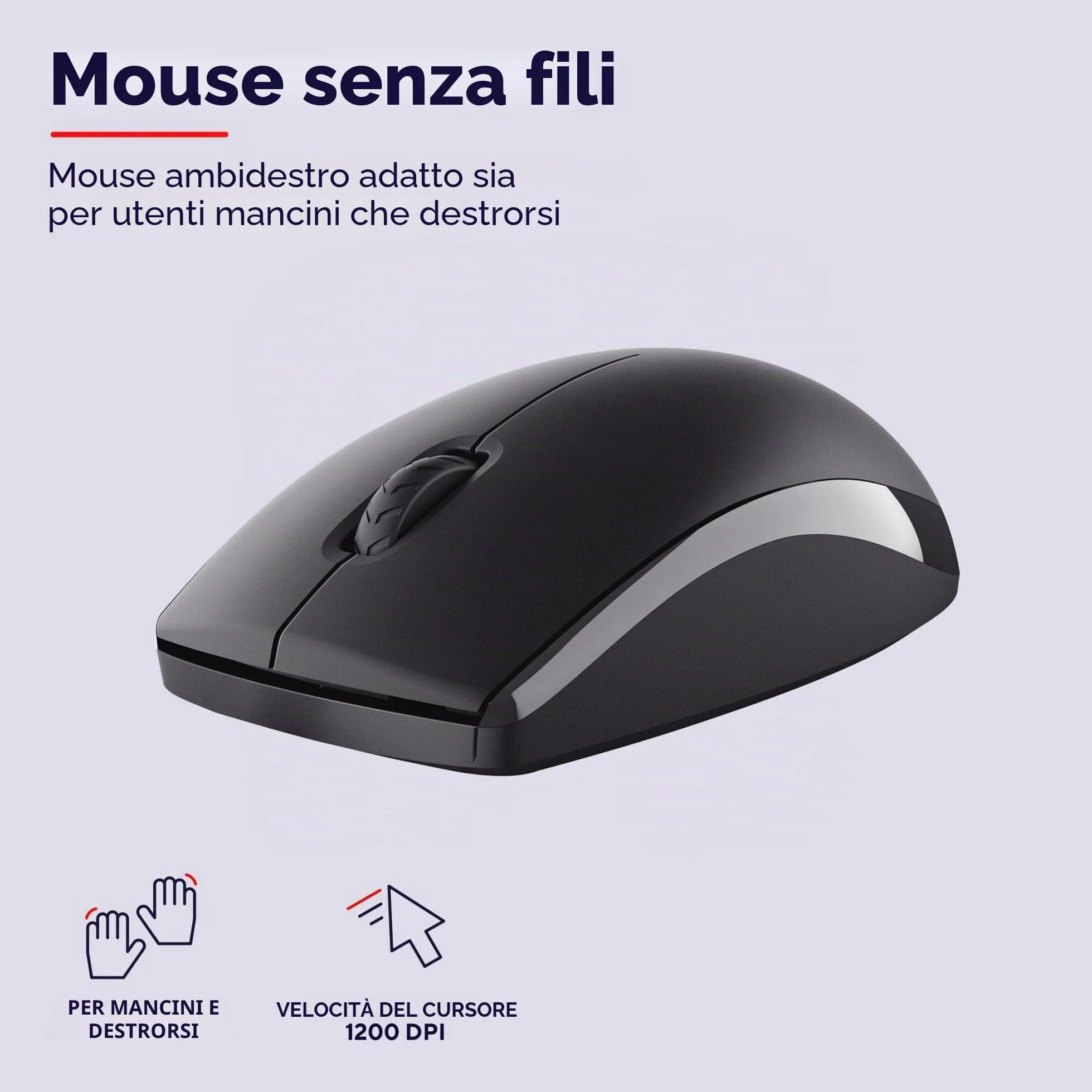 Trust Primo, set di mouse senza fili, layout tedesco QWERTZ, tasti piatti, resistente agli spruzzi, mouse wireless ambidestro con ricevitore USB, tastiera wireless per PC, computer laptop Mac
