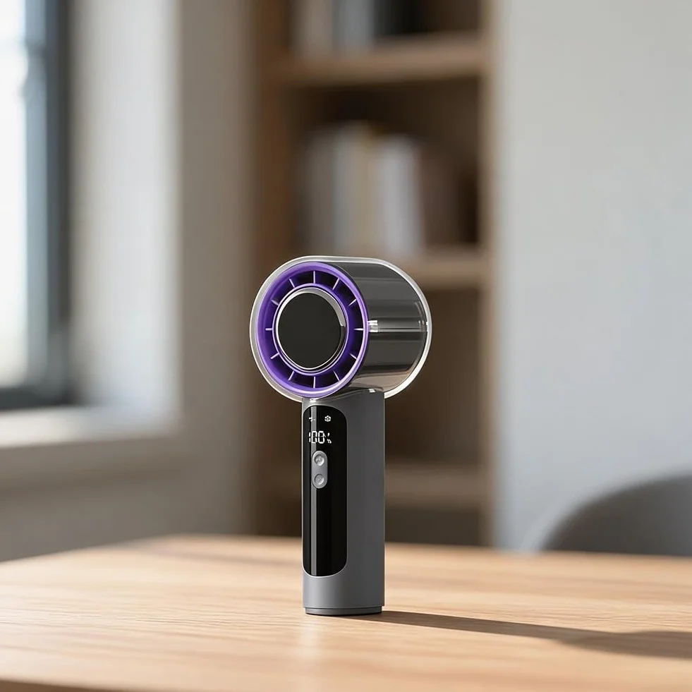 Ventilatore portatile portatile, Turbo Power con raffreddamento a ghiaccio, 100 compatti USB ricaricabili per mini personali, per viaggi all'aperto, estate (nero)