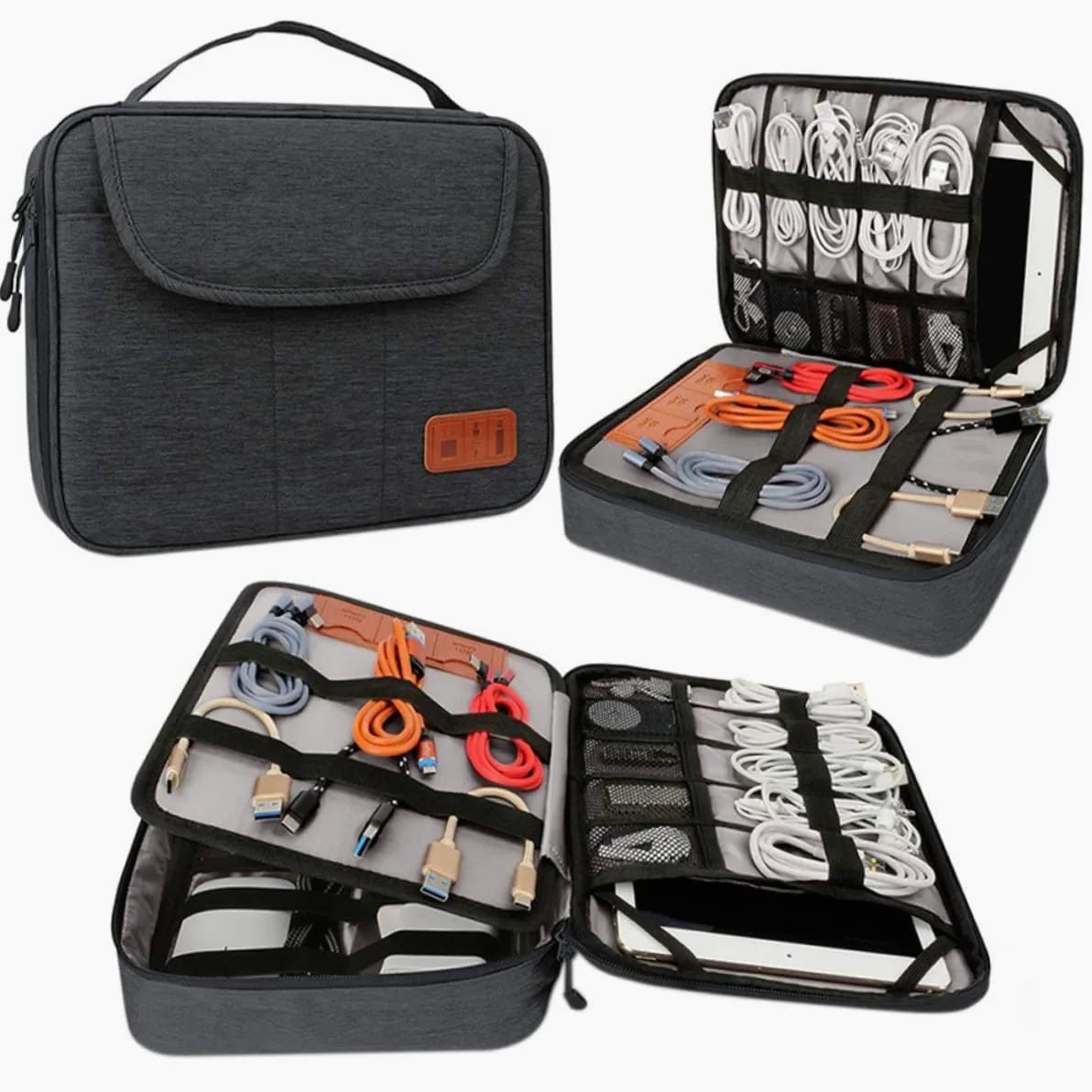 Homoyoyo Custodia Organizer per Cavi da Viaggio Borsa Porta Cavi Strati Organizzatore per Dispositivi Elettronici e Accessori Vari