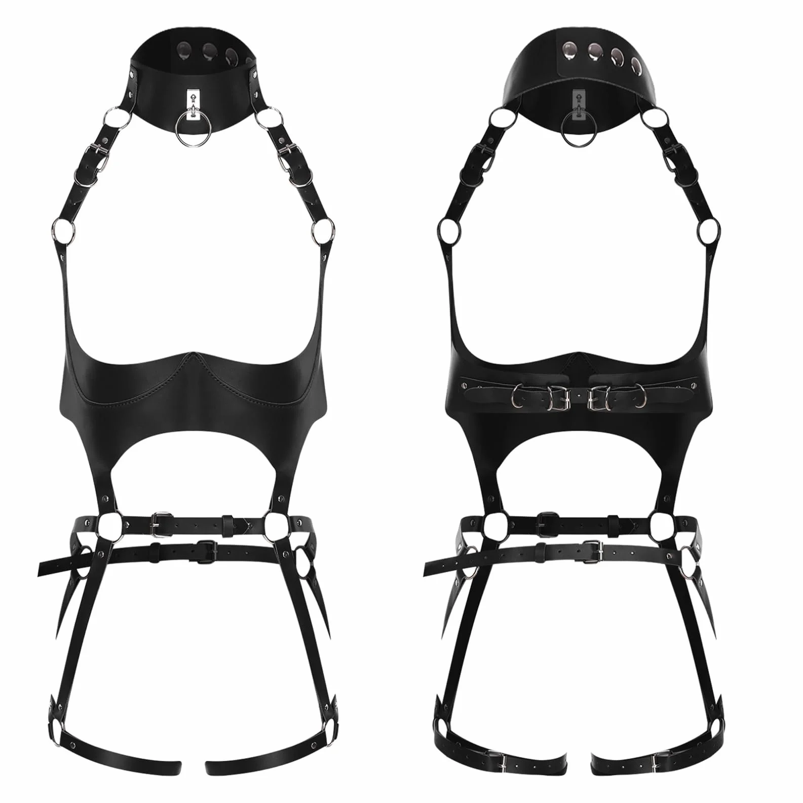Cinturone Corpo in Cuoio Regolabile Set Harness Pelle Sintetica Donna Uomo Discoteca