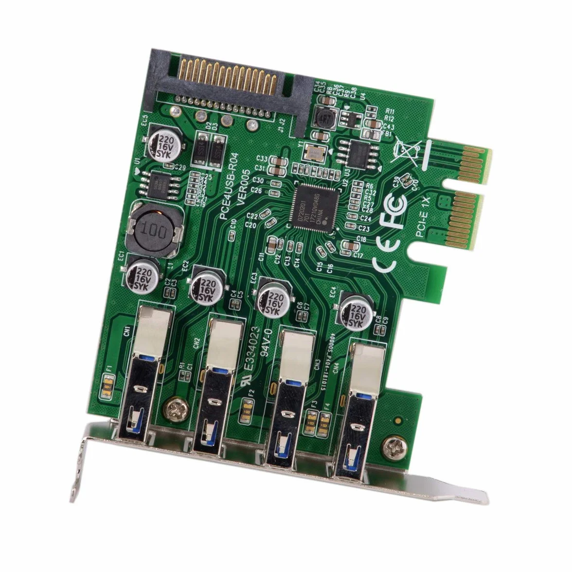chenyang CY Low Profile 4 Ports PCI-E to USB 3.0 HUB PCI Express Expansion Card Adapter 5Gbps for Motherboard