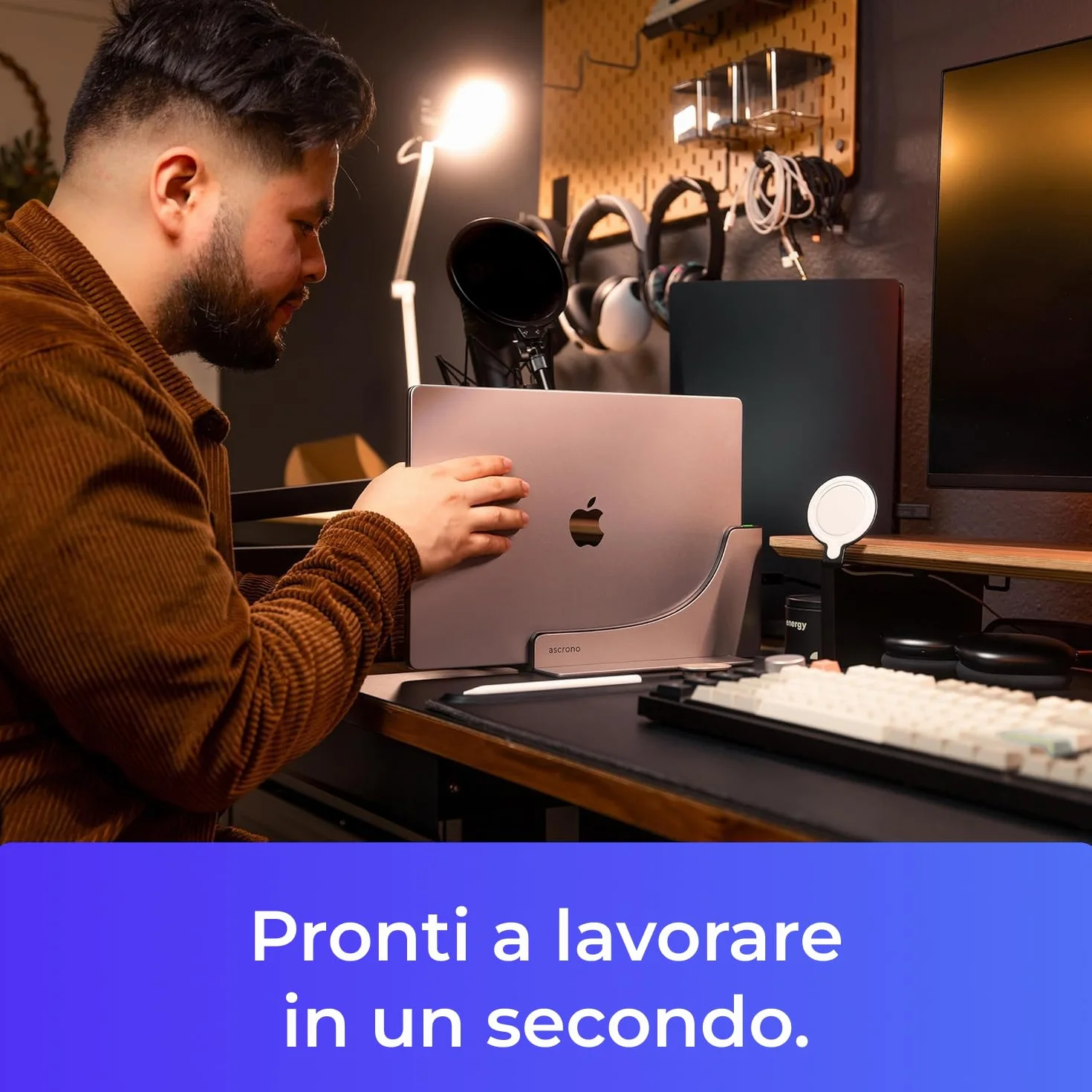 Ascrono Hub della stazione di aggancio verticale | Compatibile con Apple MacBook Air 13 (2022 M2) | Dock compatibile con 2 porte USB-C (40 Gbps) Thunderbolt-4