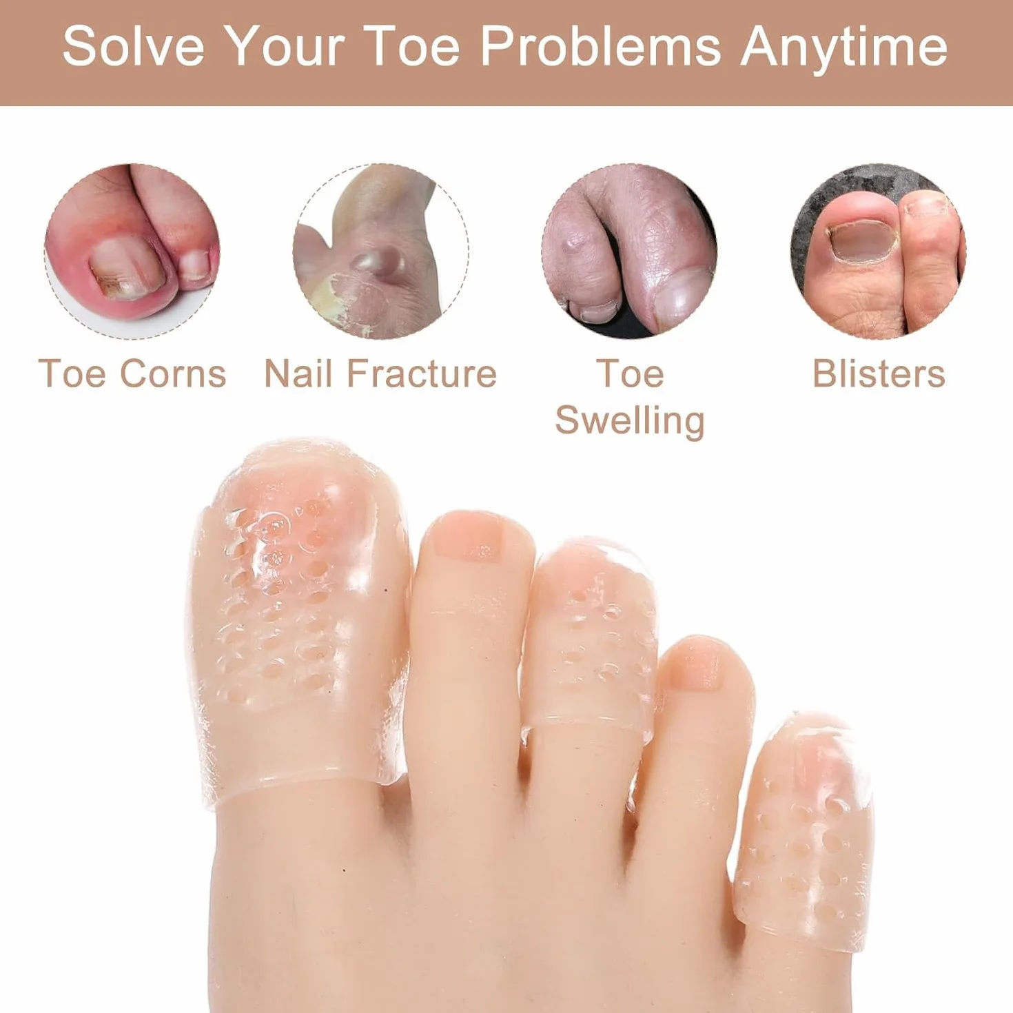 Protezione per le dita in silicone trasparente, morbido, anti-attrito, alta elasticità, 50 pezzi