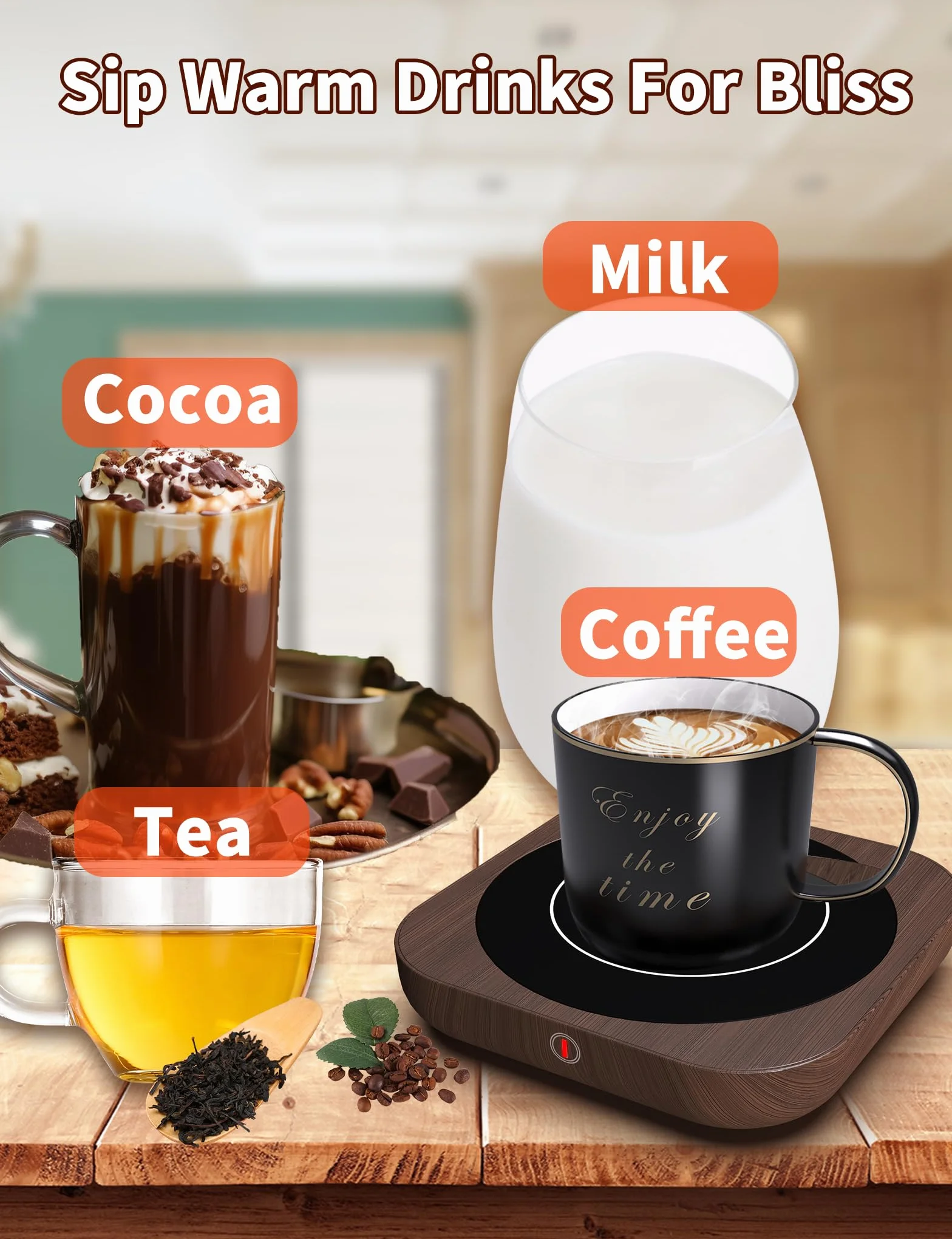 MQFORU Scaldatazze da Caffè Scaldabevande Elettrico con Tecnologia Touch a3 Temperature Regolabili (fino a 180 ℉/80 ℃), 4H Spegnimento Automatico Scaldatazze Scalda tè Regalo di Natale, DS1289