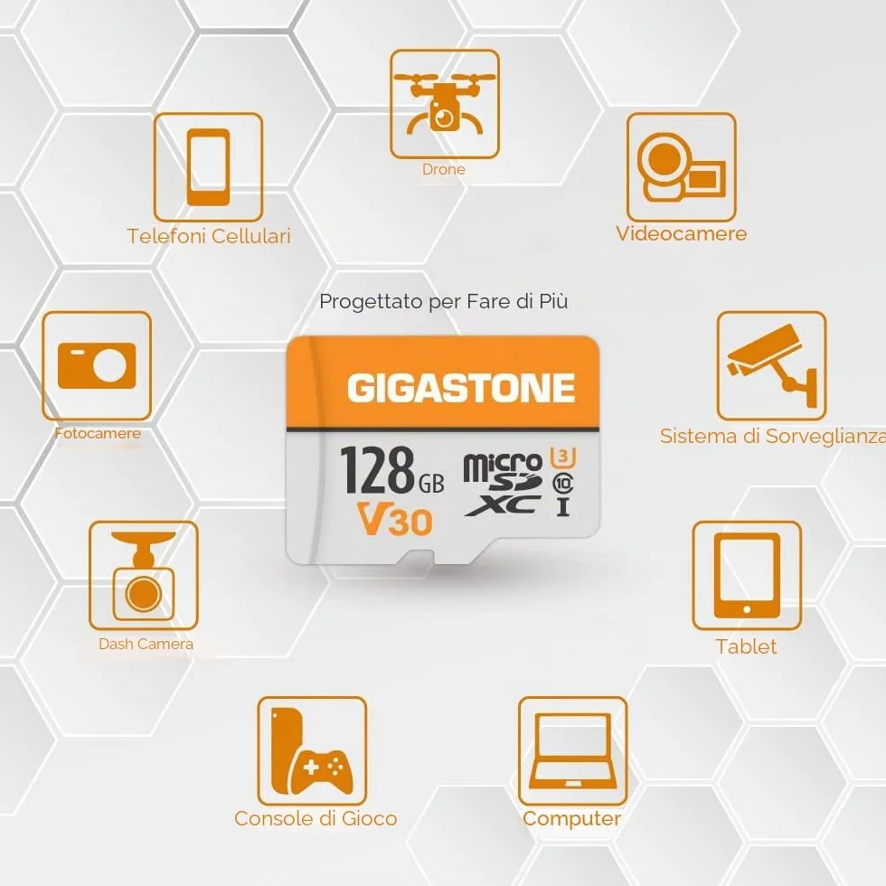 Gigastone confezione da 2 schede di memoria da 128 GB, compatibile con GoPro fotocamera Drone Tablet Samsung Sony, ad alta velocità per 4K UHD Video, A1 U3 C10 Micro SDXC con mini custodia