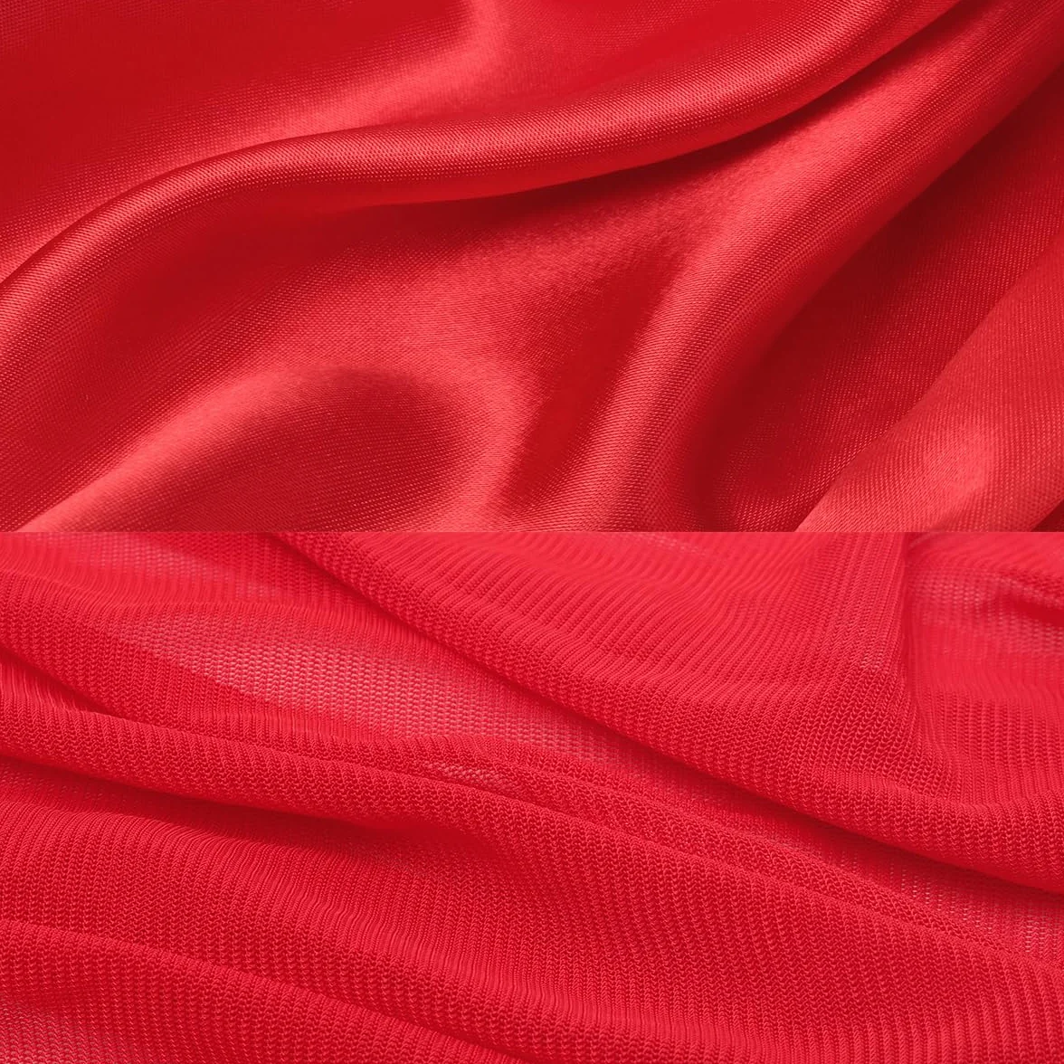Set Lingerie Sexy Natale Rosso Grande Fiocco Raso Tulle Trasparente Senza Spalline Teddy Costumi