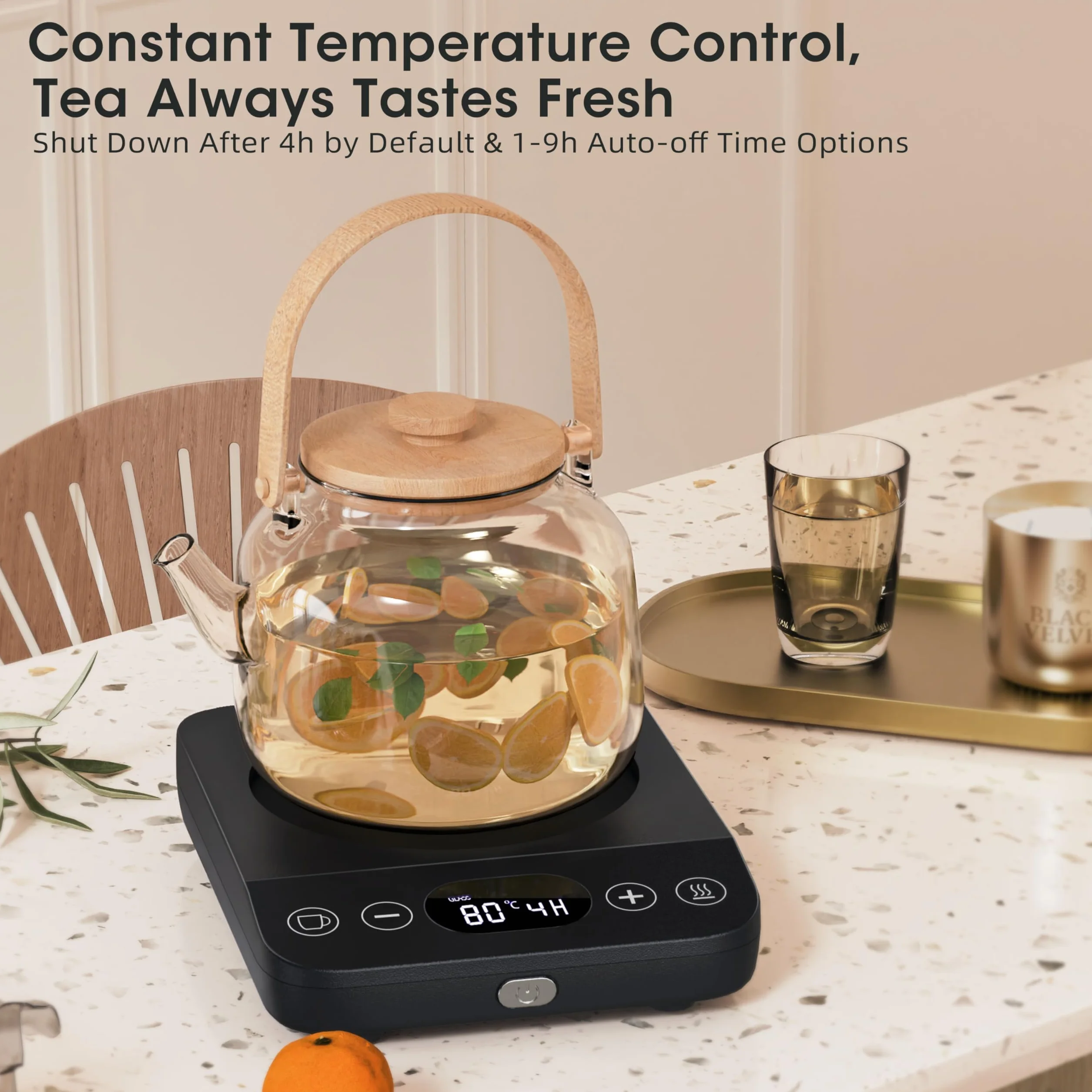 Vexloria Scalda Tazza Elettrico, Scaldatazze da Caffè, Bevande, Tè, Scalda Latte Elettrico Portatile con 9 di Temperatura Modalità Spegnimento Automatico, Scalda Tazza per Ufficio, Casa B01