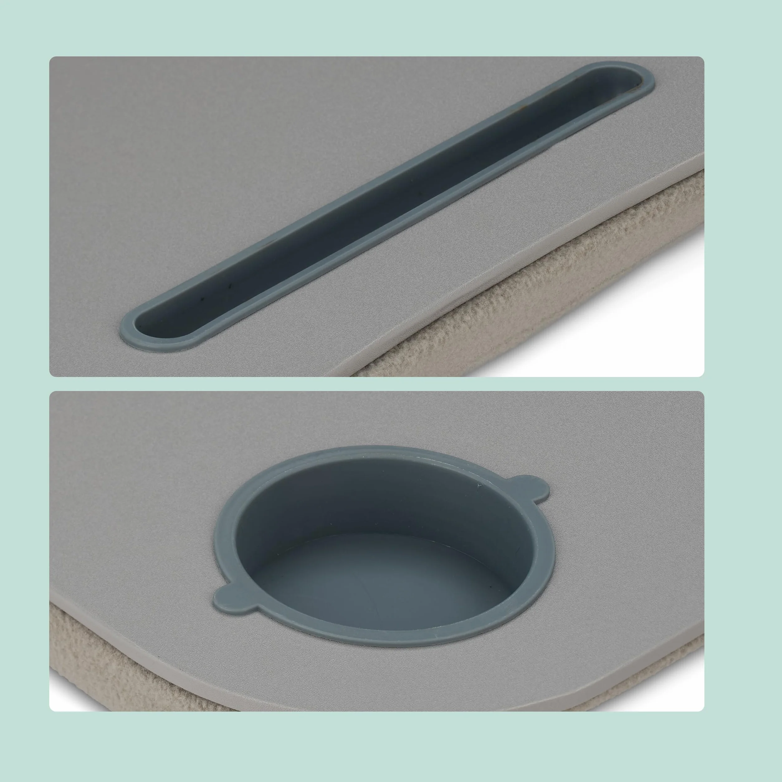 Relaxdays Supporto con Cuscinetto, Tavolino per Computer, Poggia PC, Cuscino imbottito, Luce LED, Grigio
