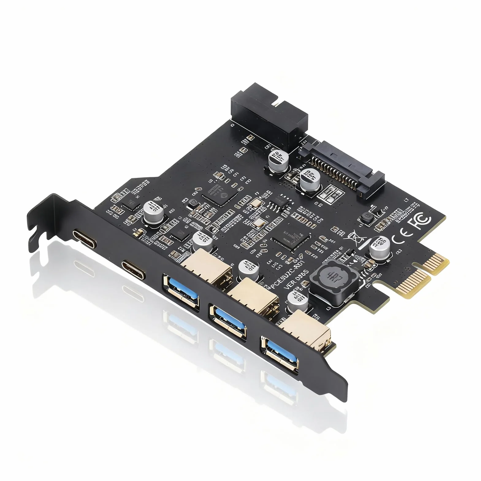 Scheda PCIe a USB 3.2 Gen 1 con Larghezza di Banda di 5 Gbps, 3 Porte USB Type-A e 2 Porte USB Type-C, Scheda di Espansione PCIe per PC Desktop