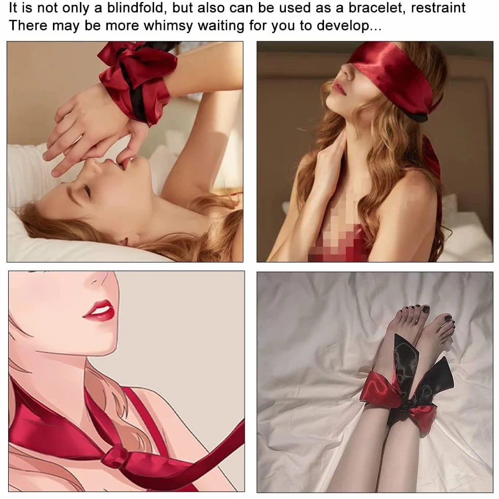 Maschera per Occhi in Raso 1 Pezzo, Benda Sexy per Dormire, Occhi Bendati, Rosa Nera