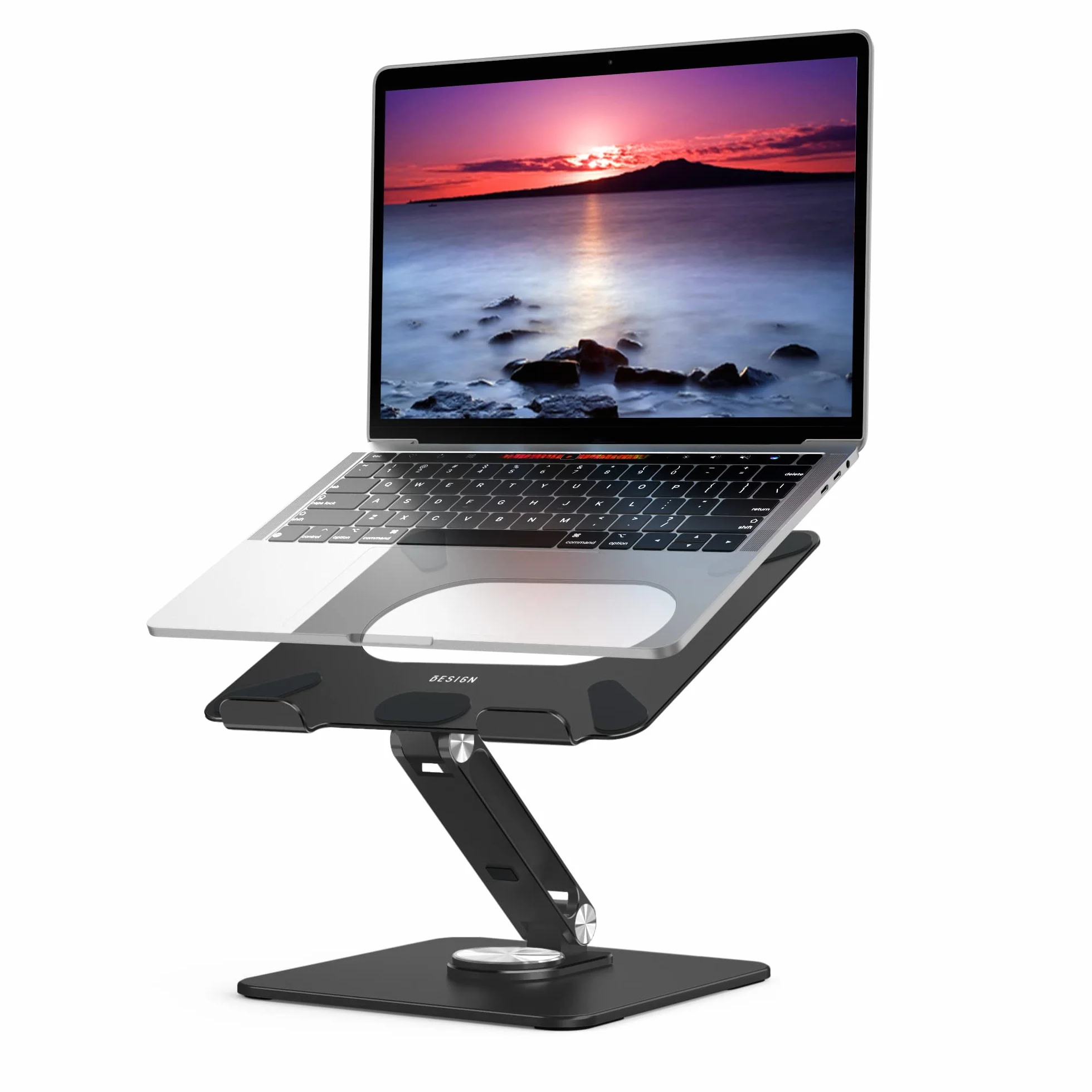 BESIGN LSX7 Supporto PC Portatile con Base Girevole a 360°, Supporto per Portatile Ergonomico, Supporto per Laptop Compatibile con Portatili da 10-15.6" (Nero)