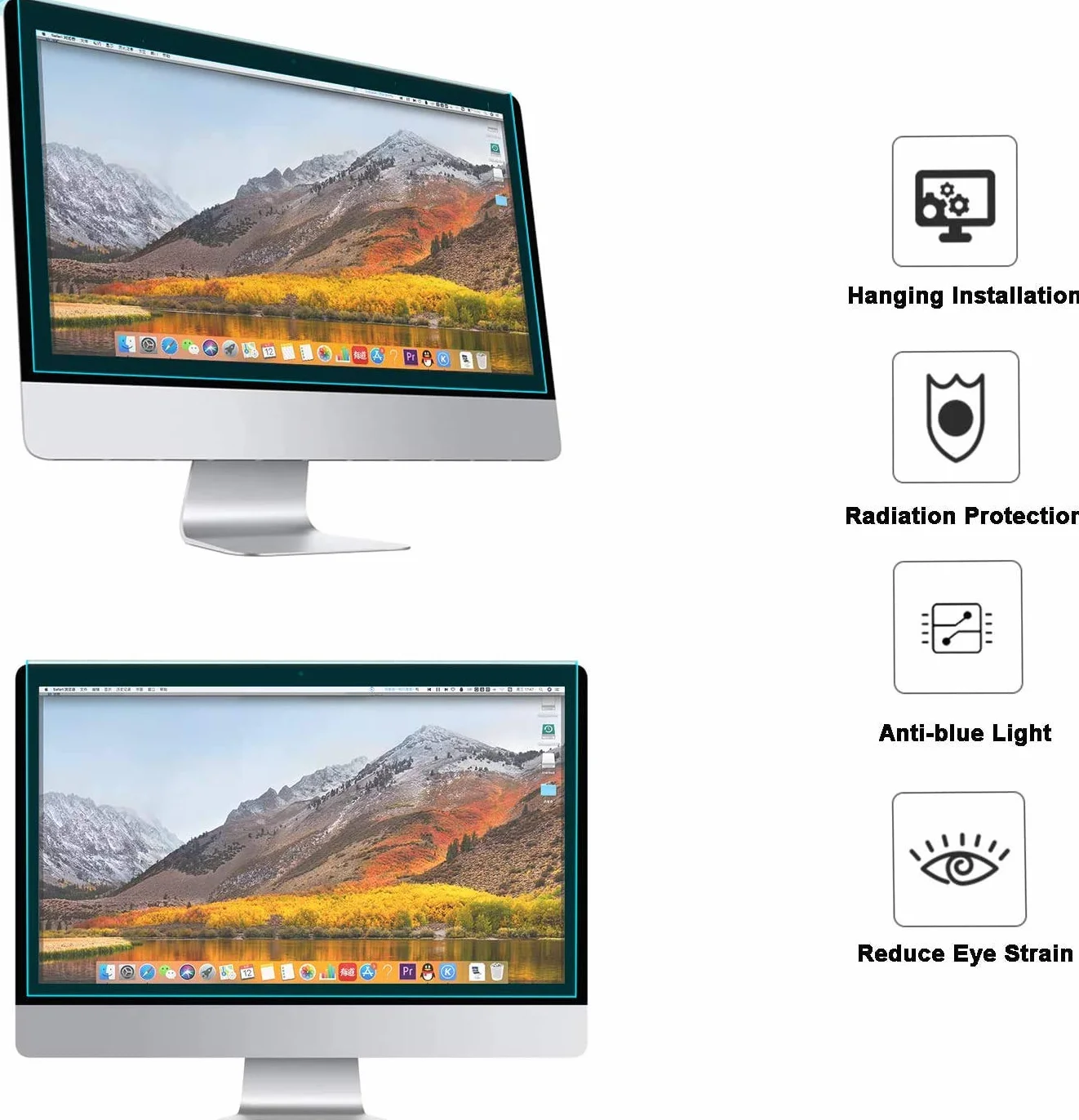 MOSISO 23"-24" Anti Luce Blu Computer Schermo Protezione Anti-UV Protezione Occhi Film Filtrante per Diagonale 23" 23,6" 23,8" 24" 16:9 Widescreen Desktop PC LED Monitor Pannello(54x34cm/LxL)
