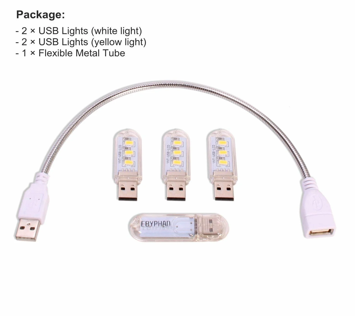LED Lampada USB, Luce LED USB Portatile, Luce Tastiera per PC Computer, Lampada da Lettura Regolabile, Collo di Cigno Flessibile + Luci Bianche/Gialle