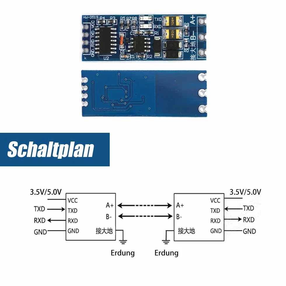 GERUI 8 pezzi SinglechipTTL per RS485 485 a Serial Port UART Level Converter Modulo UART per RS485 Convertitore 3.3V 5VRS485 a per il controllo automatico del flusso hardware TTL.