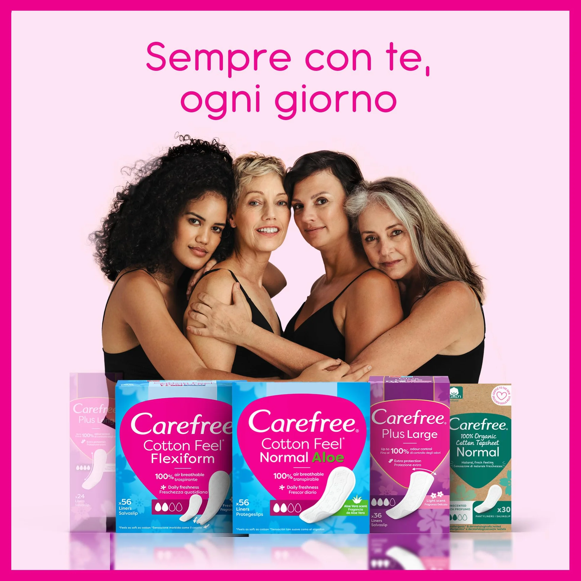 Salvaslip donna 100% Cotton Feel Fragranza all'Aloe Vera, Morbidi proteggi slip 56 sztuk