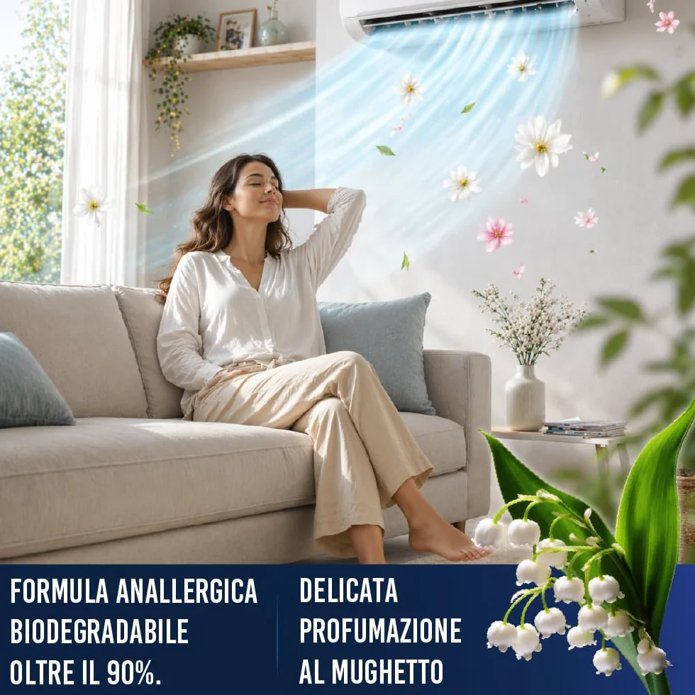 ENJOY HOME PULICLIMA Igienizzante Condizionatori Spray 500ml - Schiuma Attiva ai Sali Quaternari di Ammonio per Split e Filtri - Pulitore Professionale Antibatterico al Profumo di Mughetto